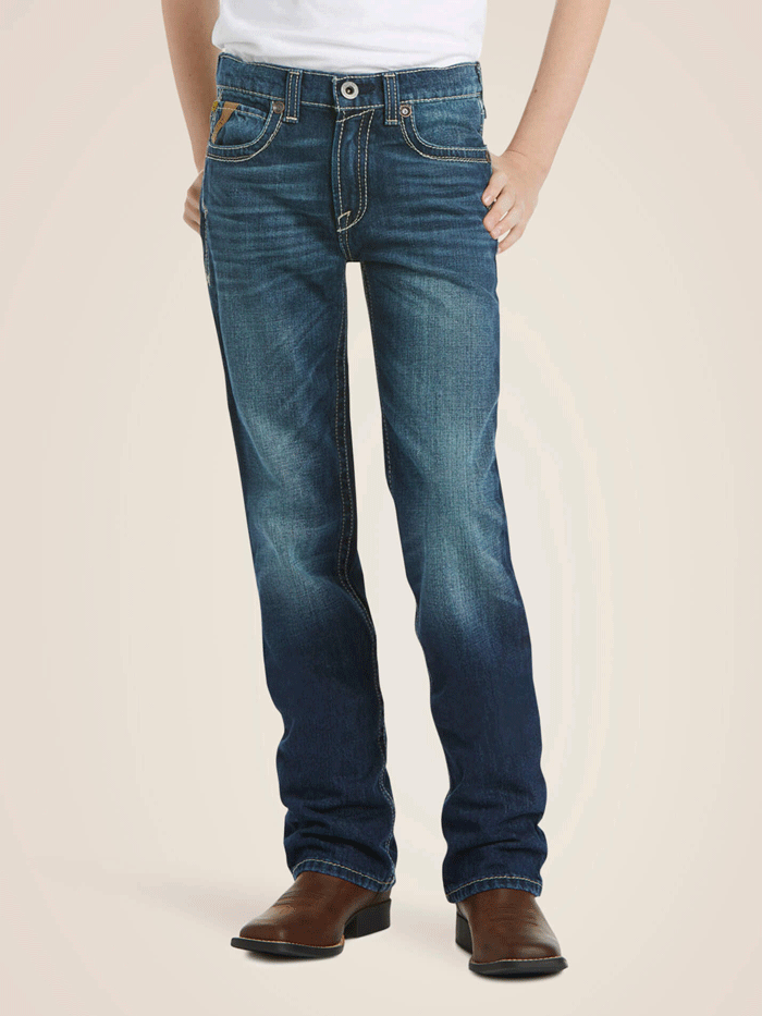 Ariat Kids B5 Slim Boundary Stackable Straight Leg Jeans - Cyclone Navy | Durable Denim for School, Play & Outdoor Activities