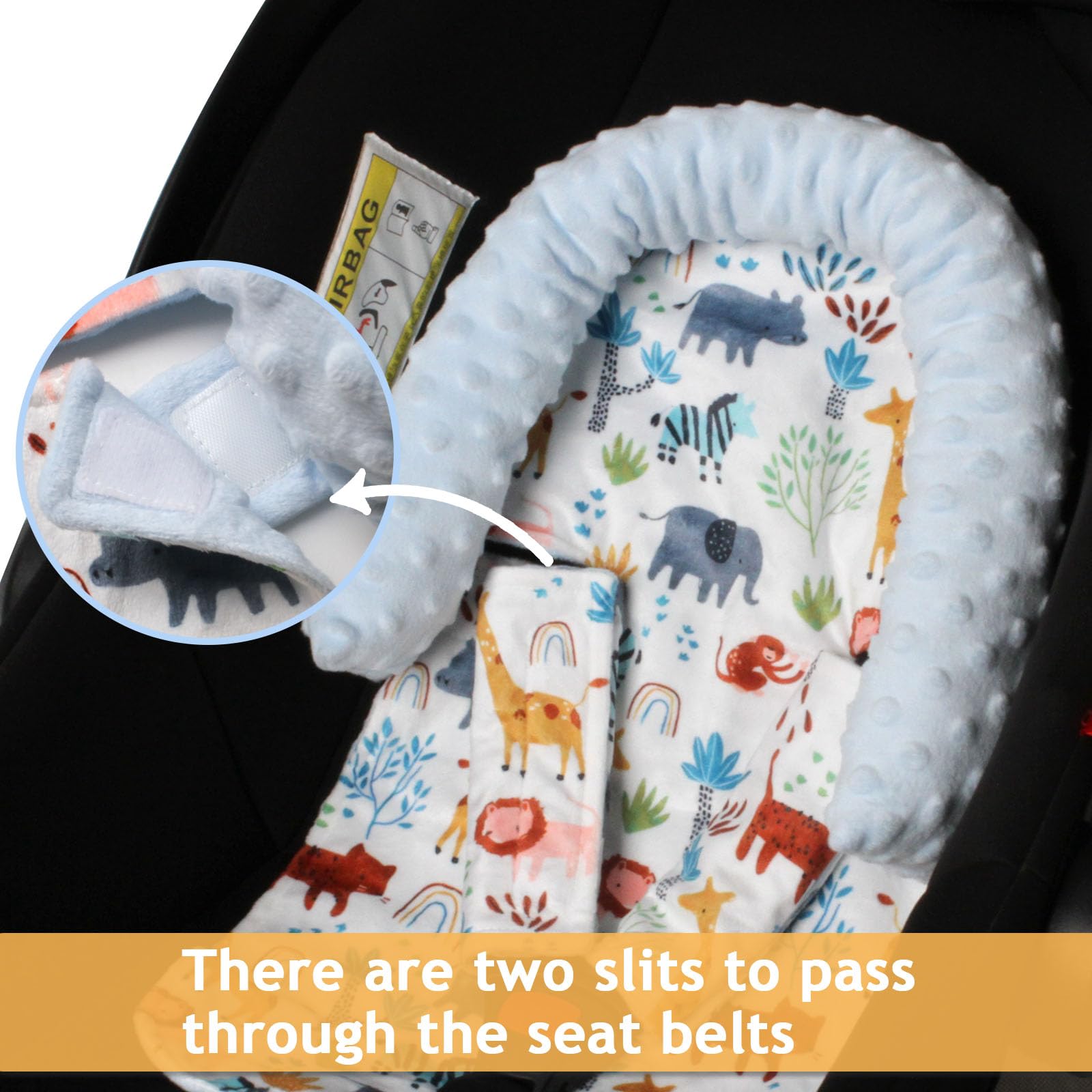 Soft Minky Dot Baby Car Seat Cushion - Infant Head Support & Strap Covers for Strollers, Swings, Bouncers