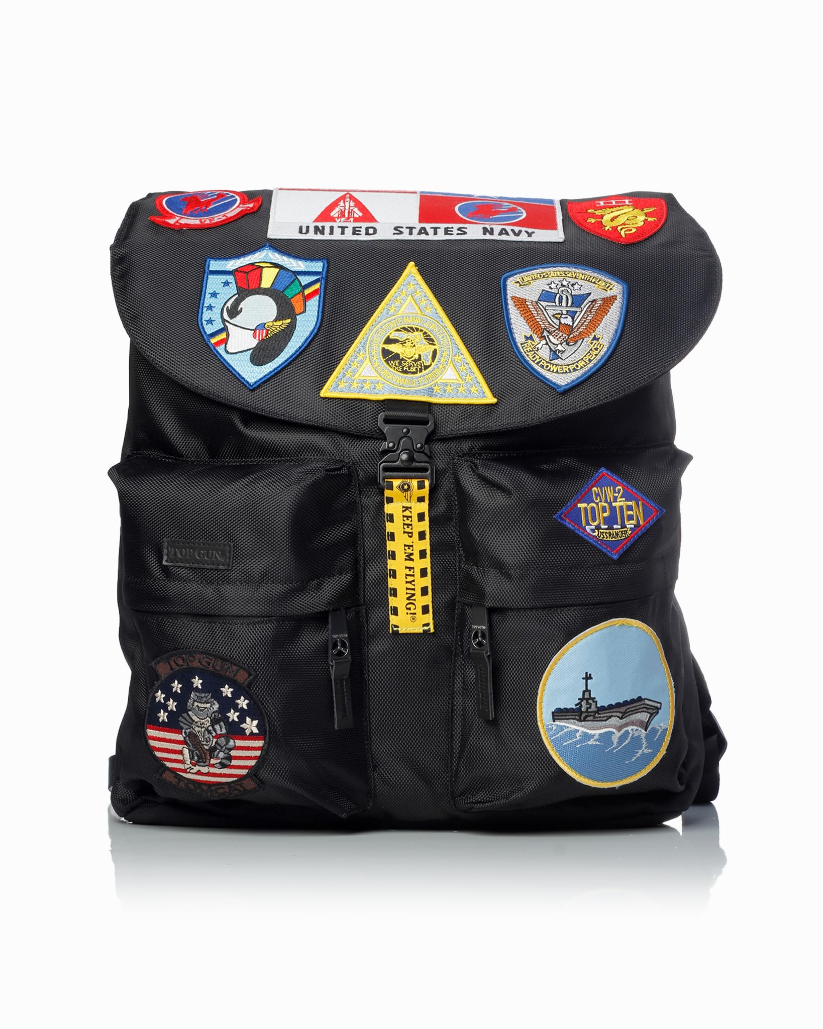 Top Gun Nylon Backpack with Patches 2.0 - Military Style Tactical Rucksack for School, Travel & Outdoor Adventures