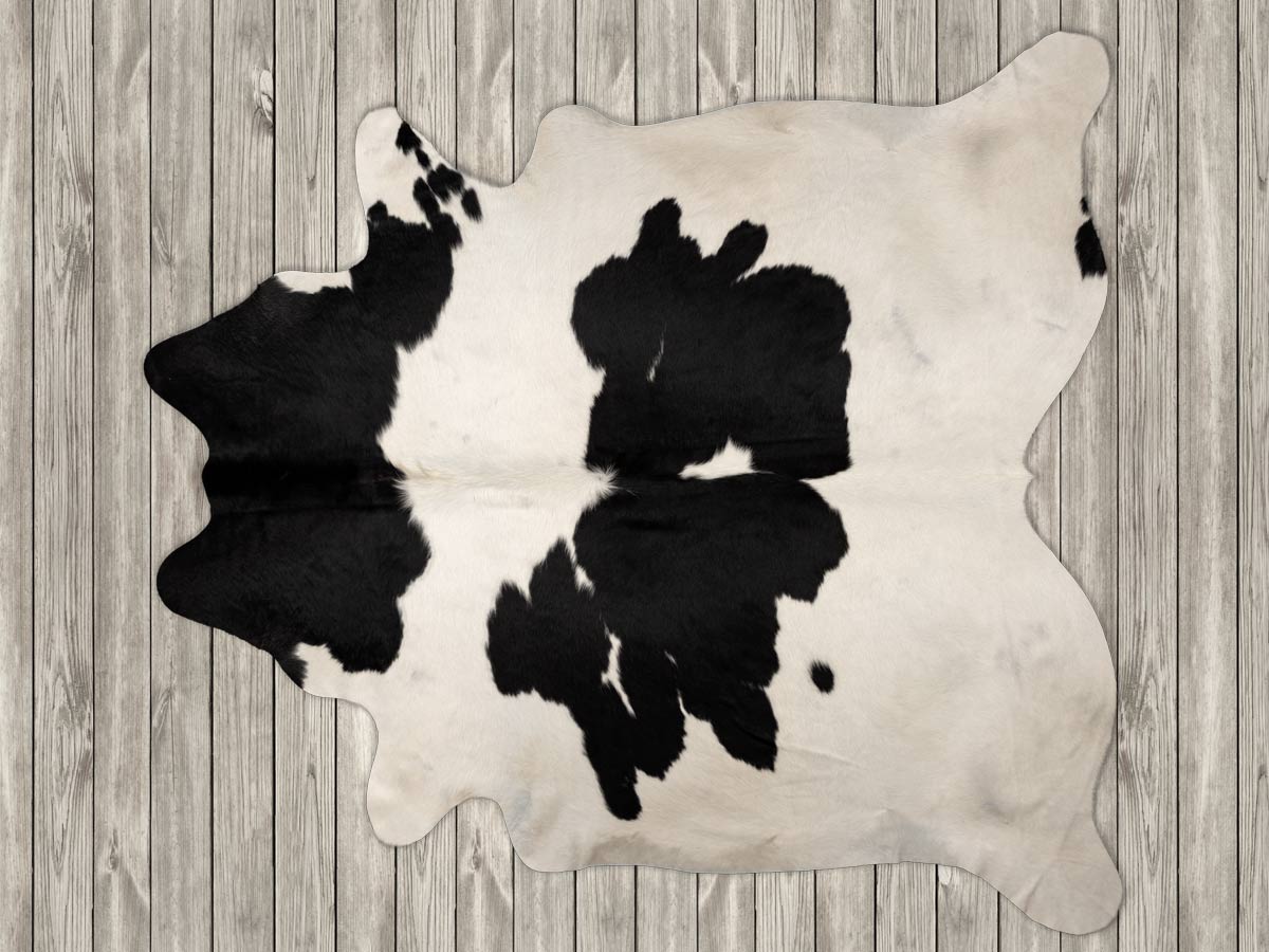 Premium COW3160 Genuine Cowhide Rug - Black & White Natural Pattern - 3.7m² (40 sq ft) - Handcrafted Leather Floor Decor for Living Room, Bedroom or Office