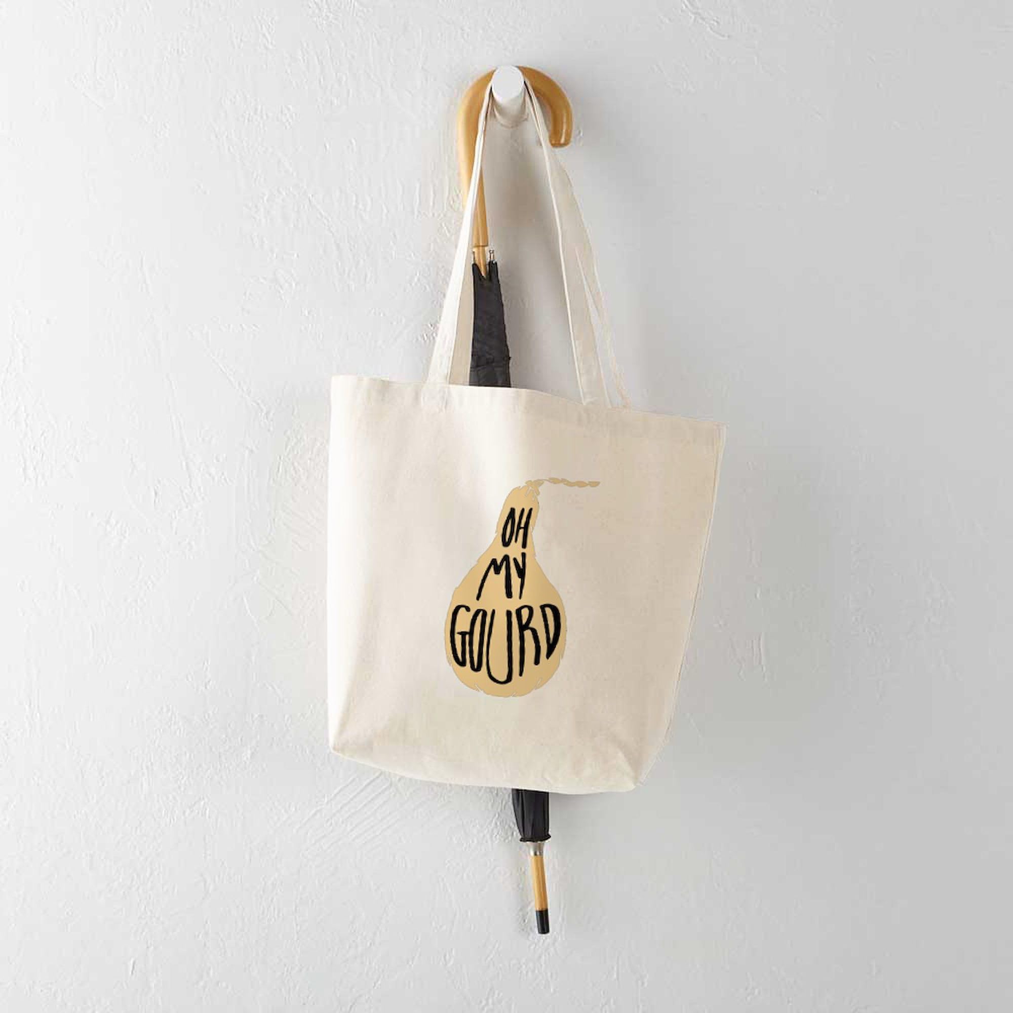 Eco-Friendly Oh My Gourd Canvas Tote Bag - Reusable Natural Cotton Shopping Bag for Groceries, Beach & Farmers Market