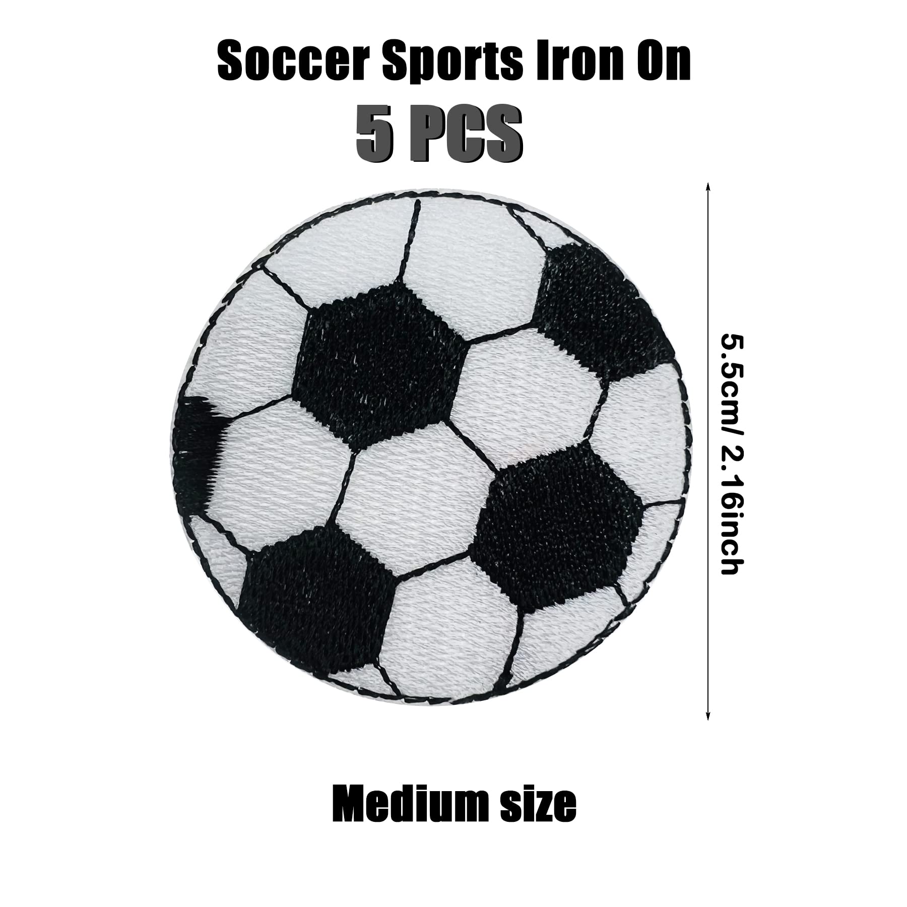 15PCS Soccer Ball Iron On Patches - Embroidered Sewing Repair Patches for Jeans & Clothing - DIY Fabric Applique - Black (JM002001) - Perfect for Customizing Jackets, Bags & DIY Crafts