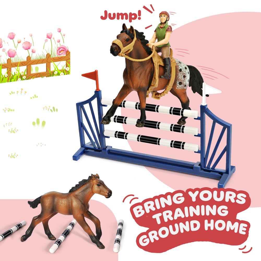 **Premium Horse Stable Playset with Rider & Farm Animals - Wooden Barn Toy Set for Kids Ages 3-10 | Pretend Play, Educational Gift for Boys & Girls | Perfect for Birthday, Farm-Themed Play & Imaginative Learning**