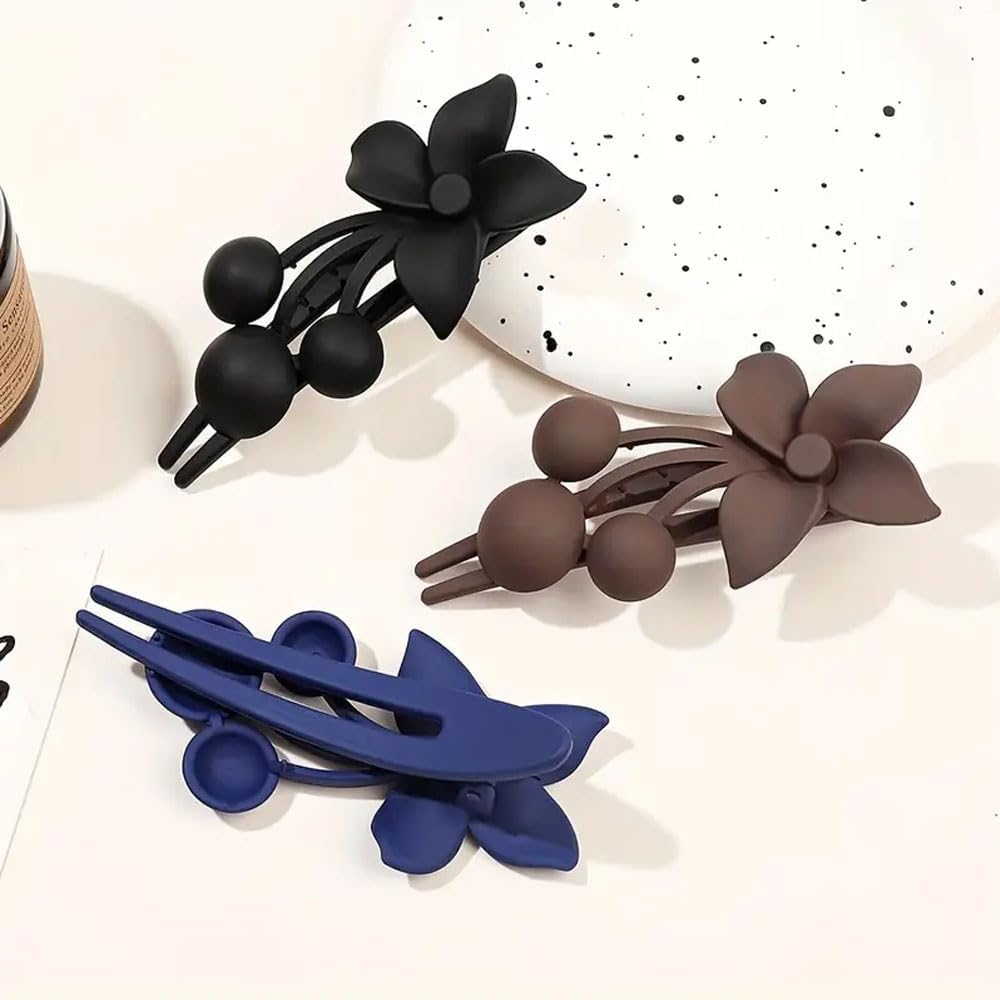 Vintage Large Thick Non-Slip Hair Clips for Women - 2PCS Scrub Flower Design Hairpins for Long Thick Hair | Perfect for Weddings, Parties & Daily Styling