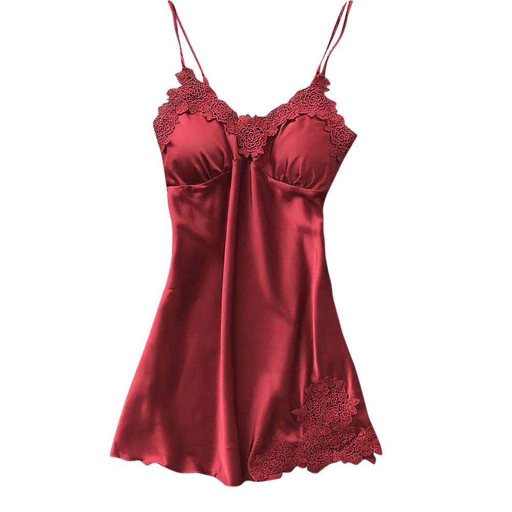 Sexy Lingerie for Women - Lace Chemise Sleepwear Babydoll with V-Neck & Adjustable Straps - Romantic Nightwear for Bedroom & Special Occasions