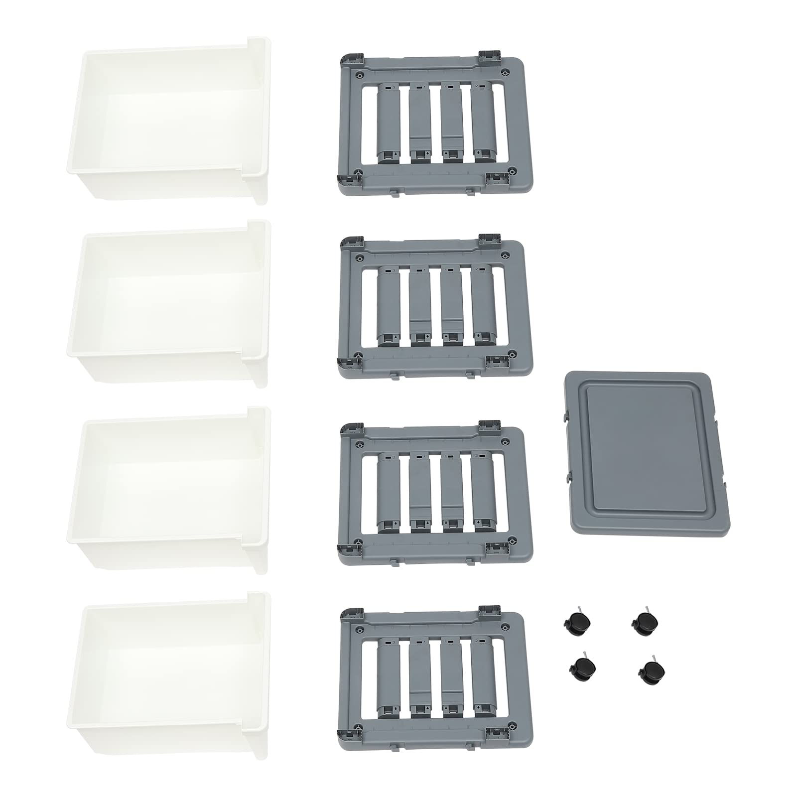 4-Drawer Rolling Storage Organizer with Tray Top - White & Grey Plastic Mobile Desk Organizer for Office, School, Makeup, Medical Supplies - Perfect for Home, Office, and Classroom Organization