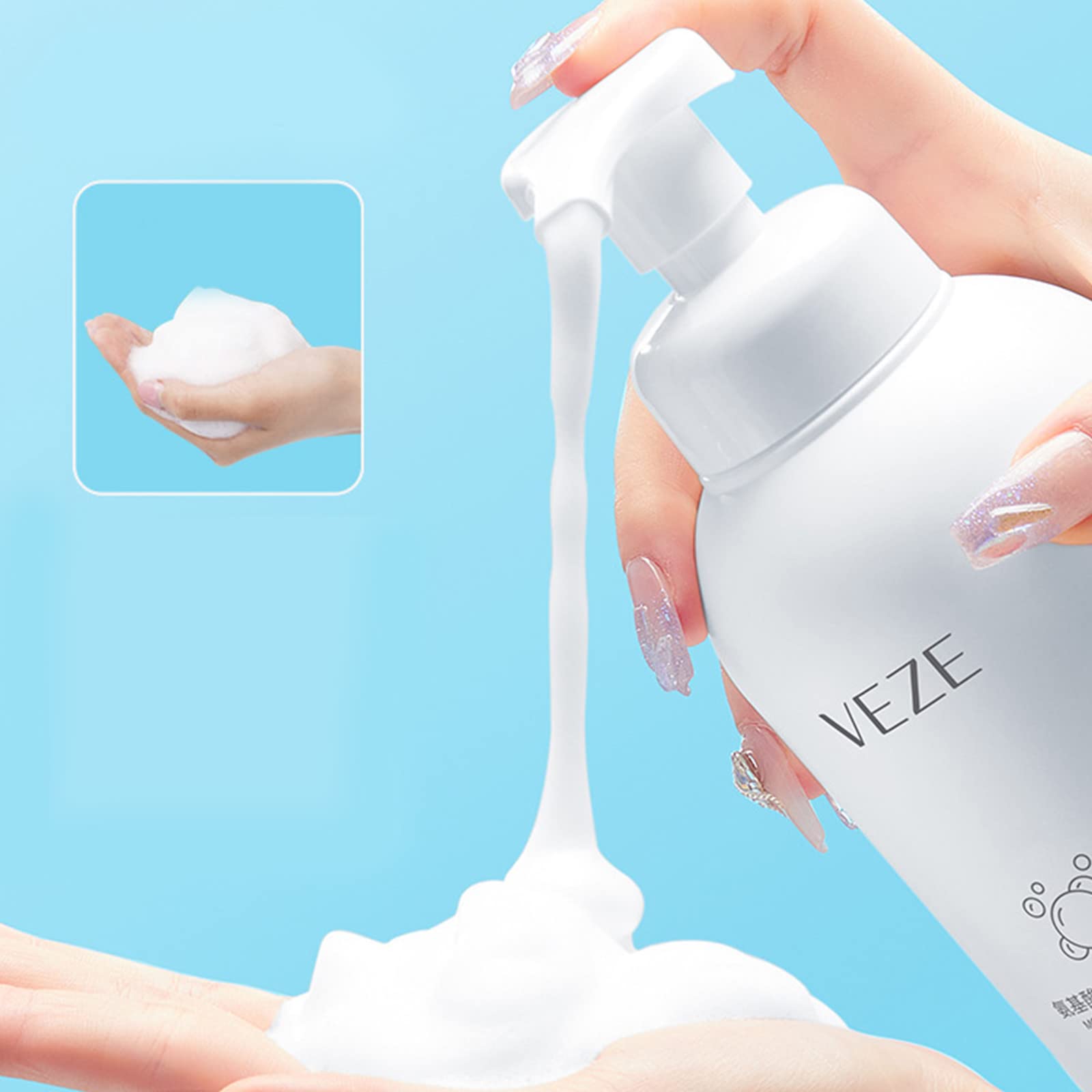 Amino Acid Foam Cleanser with Hyaluronic Acid - Gentle Face Wash for Dry, Oily & Combination Skin - 150ml Hydrating Cleanser for Women | Daily Skincare Routine & Makeup Removal
