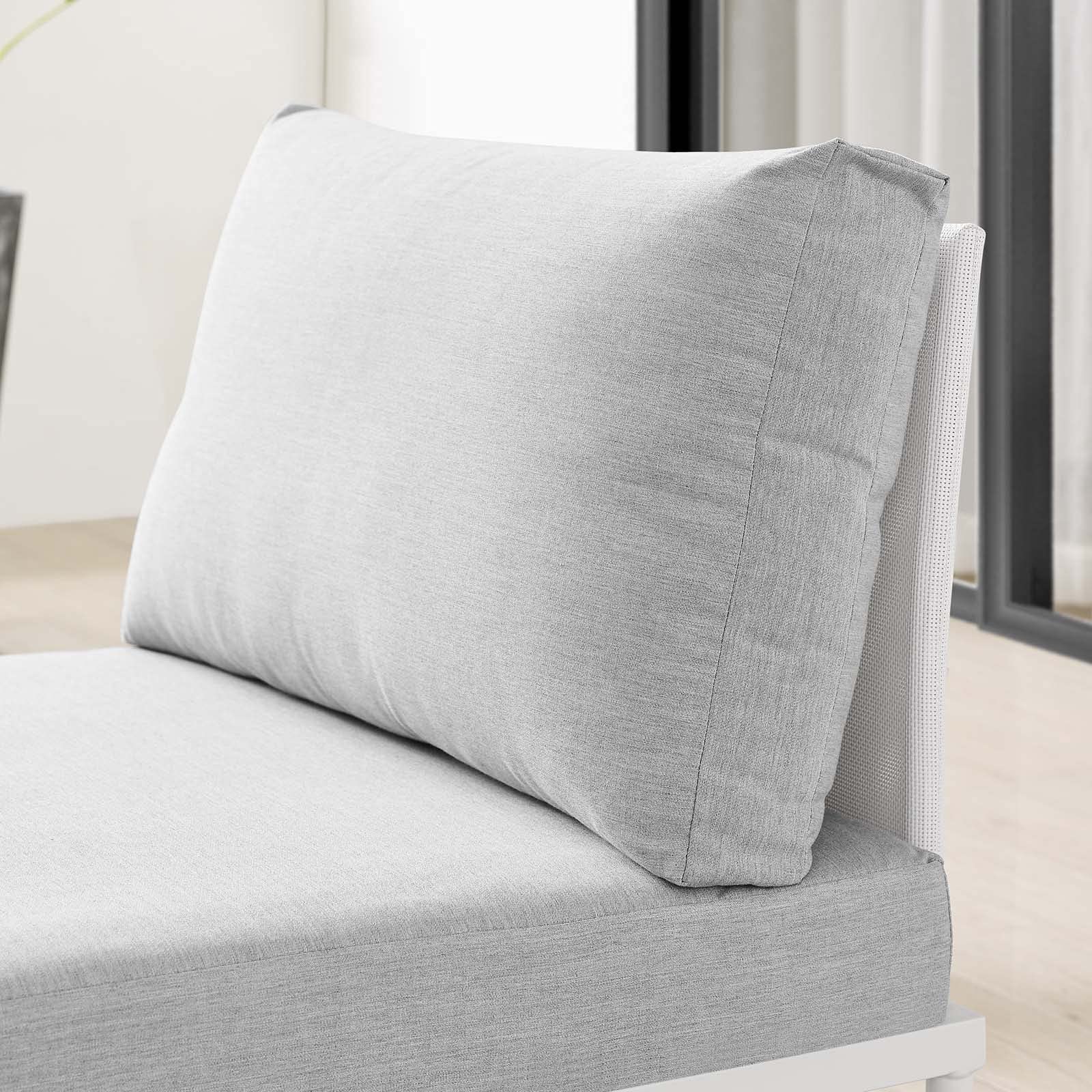 Modern Aluminum Sofa Middle Chair - White Grey Metal Outdoor Patio Furniture for Balcony, Cafe & Garden Relaxation