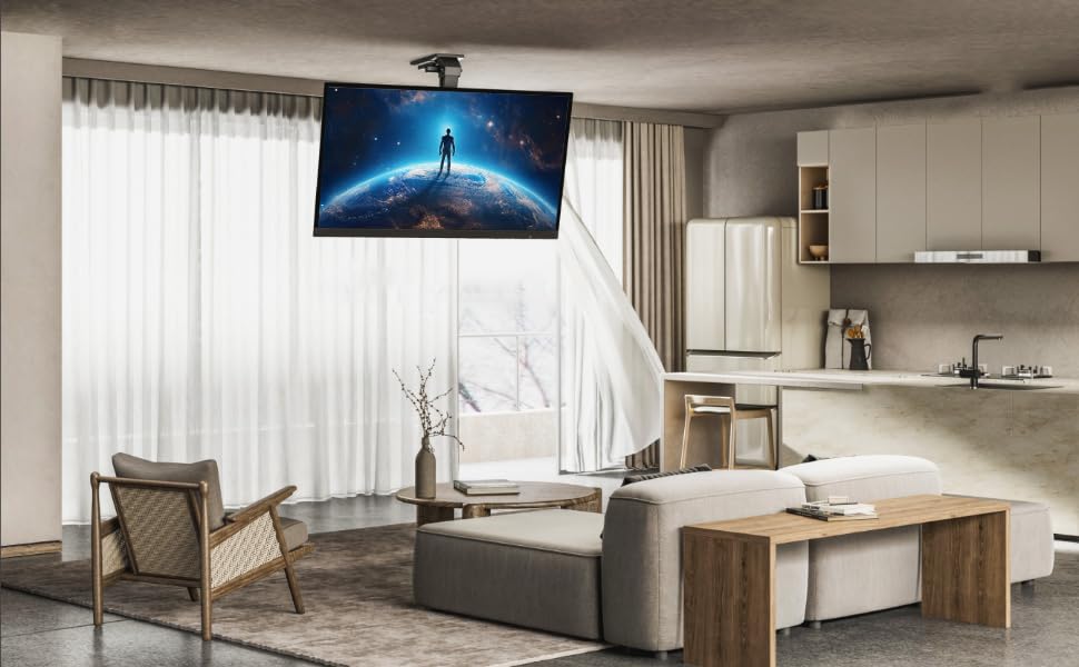 Allcam Electric Motorized TV Ceiling Mount Bracket for 42-65 Inch LCD/LED TVs - Supports up to 600x400mm VESA - Perfect for Home Theaters, Living Rooms & Commercial Spaces
