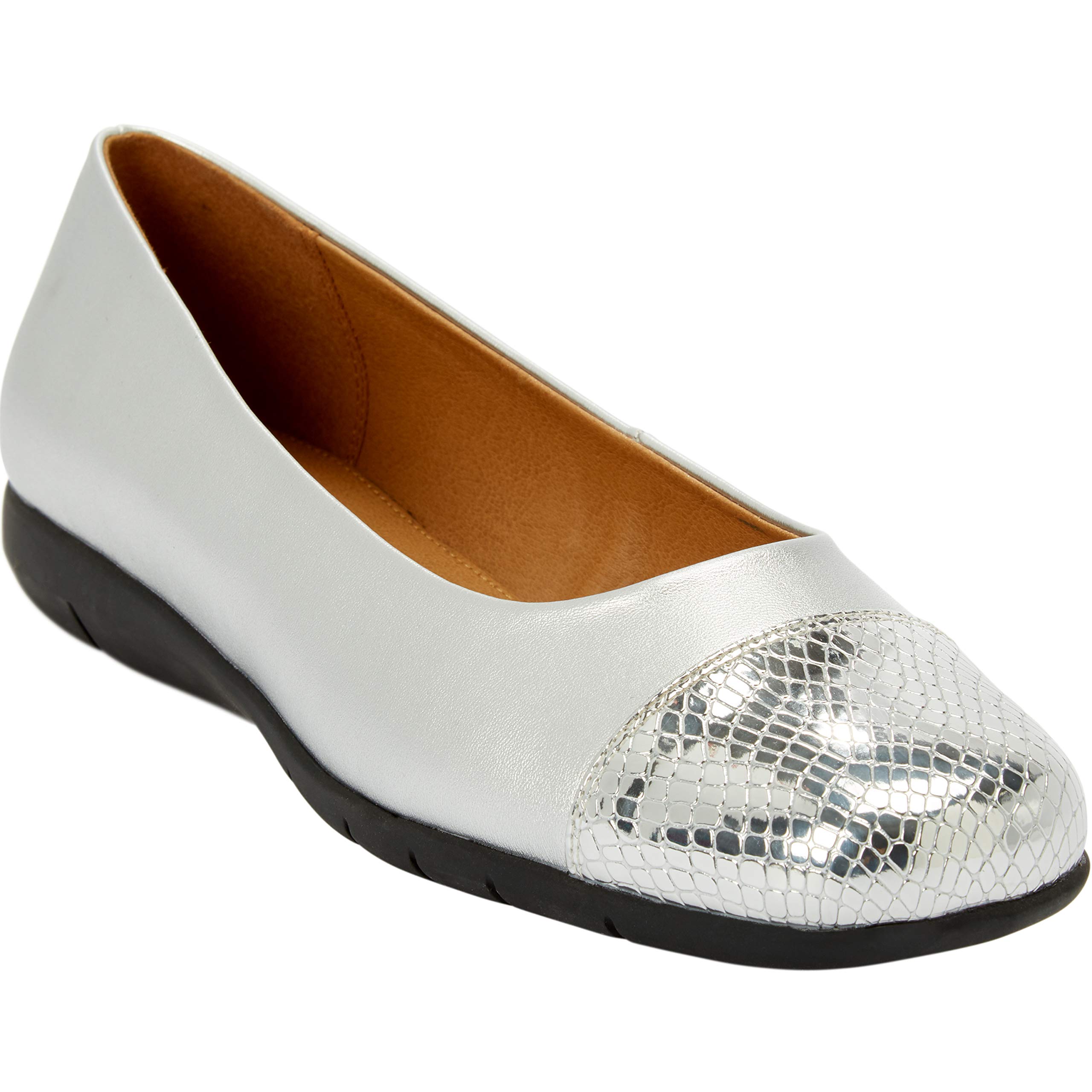 Comfortview Women's Wide Width The Fay Flat - Comfortable Slip-On Shoes for Work, Travel & Everyday Wear