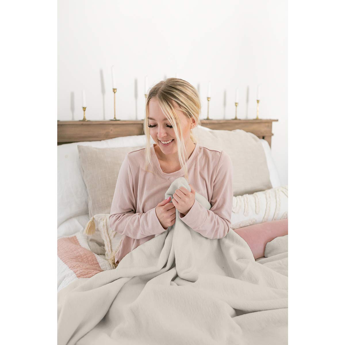 Peacock Alley All Seasons Luxury Cotton Blanket - 100% Long Staple Soft Cotton Blanket for Bed, Sofa & Crib - King, California King, Flint Size - Perfect for Home, Hotel & Gift Giving