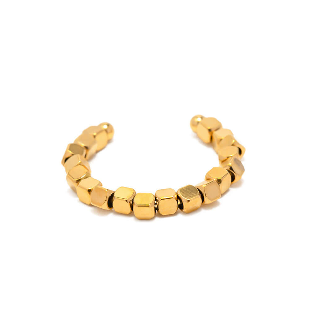 18K Gold Cube Beads Ring - Elegant Stackable Minimalist Ring for Women | Perfect for Everyday Wear, Layering & Special Occasions | JDR363