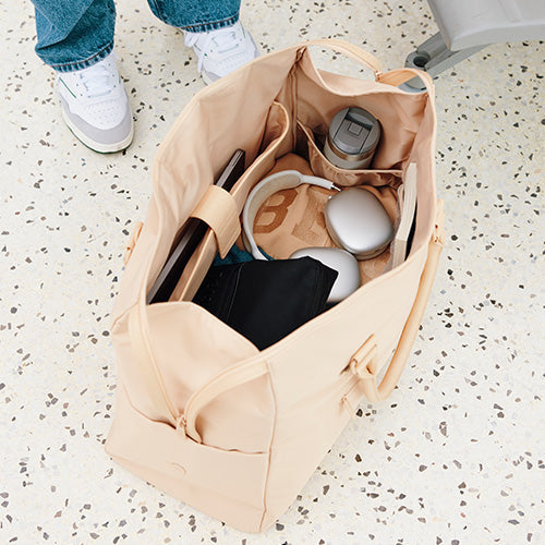 Premium Beige Commuter Duffle Bag - Waterproof Travel Gym Bag for Men & Women - Perfect for Work, Gym, Weekend Getaways & Business Trips