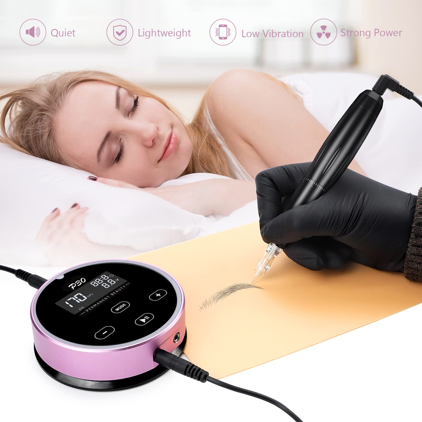 Professional BIOMASER P30 Permanent Makeup Machine Kit – Swiss Motor Rotary Tattoo Pen for Microblading, Eyebrows, Eyeliner & Lips – Includes Power Supply & Cartridge Needles – Perfect for Tattoo Artists & Beauty Salons