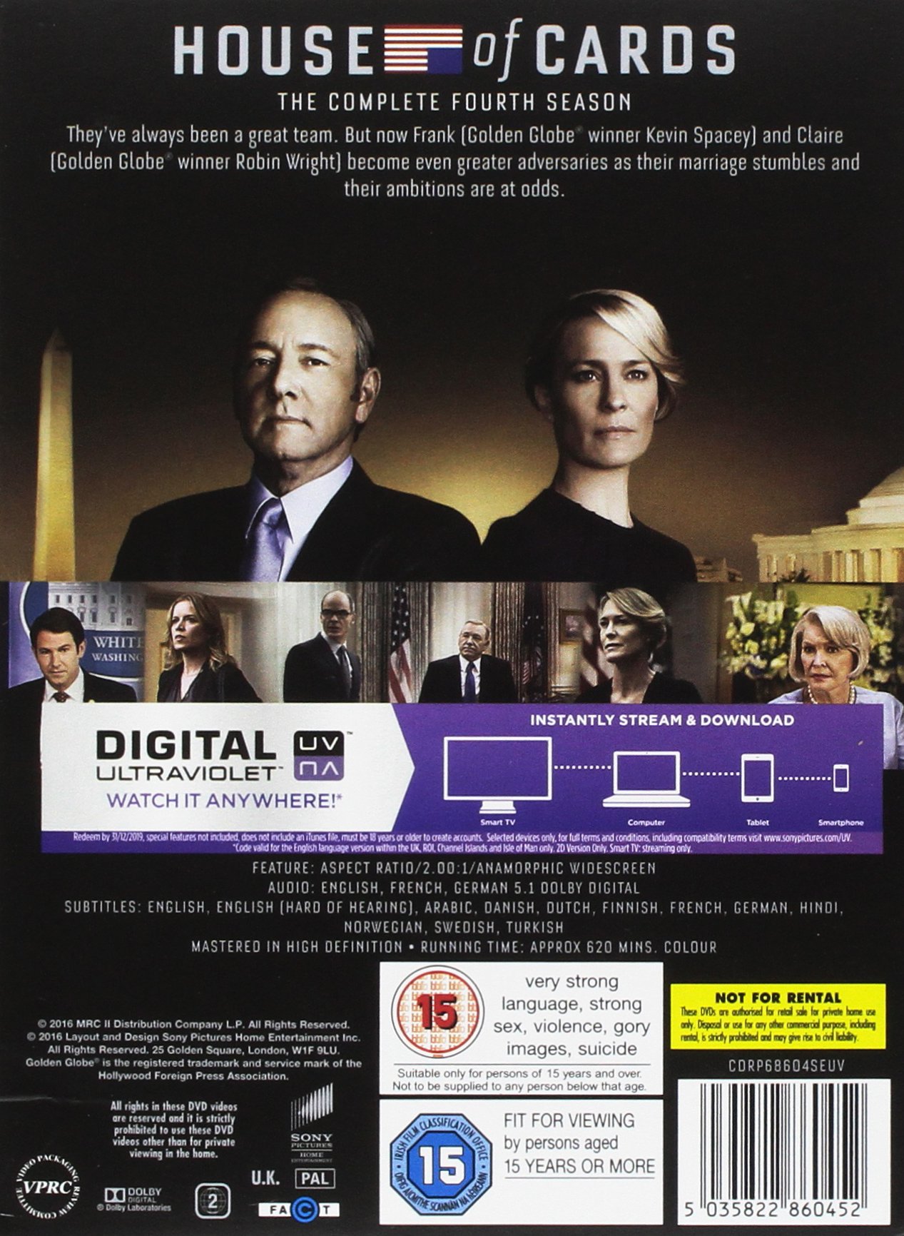 House of Cards Season 4 DVD - Political Drama TV Series (2016) | Perfect for Binge-Watching & Gift Giving