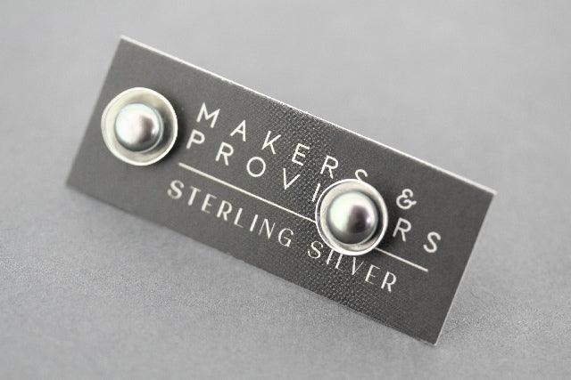 Oxidized Silver Disc & Pearl Stud Earrings for Women - Elegant Boho Jewelry for Everyday Wear & Special Occasions