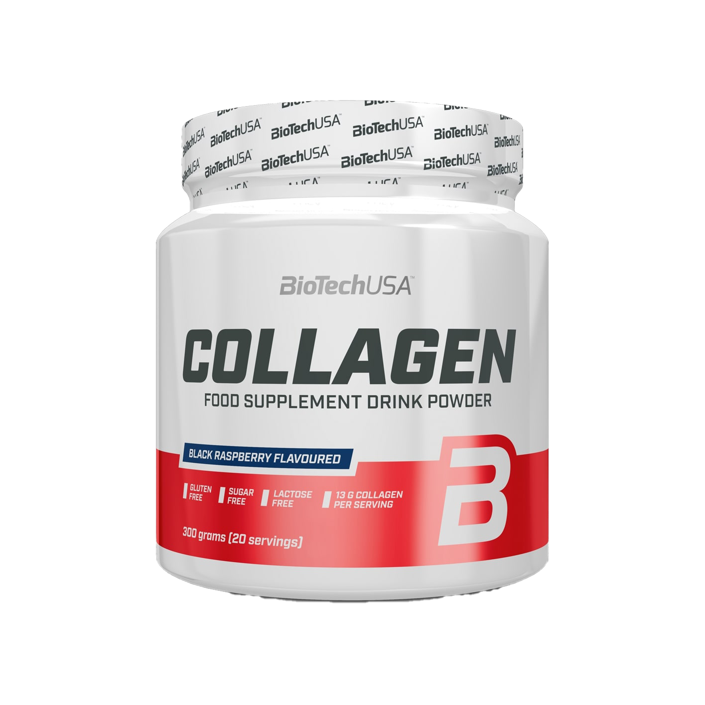 BioTechUSA Premium Collagen Powder with Black Raspberry Extract - 300g for Skin, Hair & Joint Support | Ideal for Smoothies, Coffee & Baking Recipes