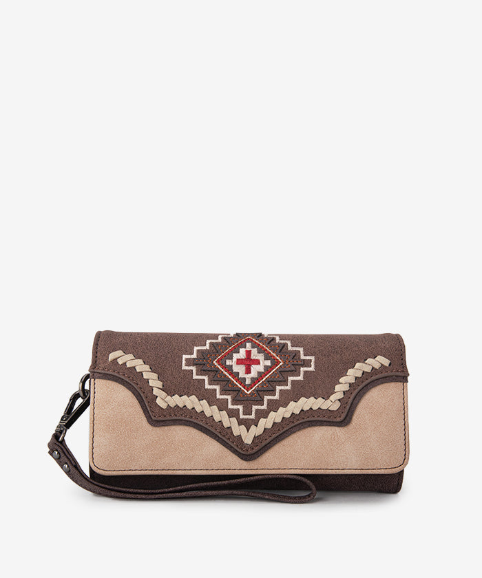 Montana West Aztec Embroidered Wallet for Women - Stylish Leather Card Holder with Tribal Design - Perfect for Everyday Use, Travel & Gift Giving