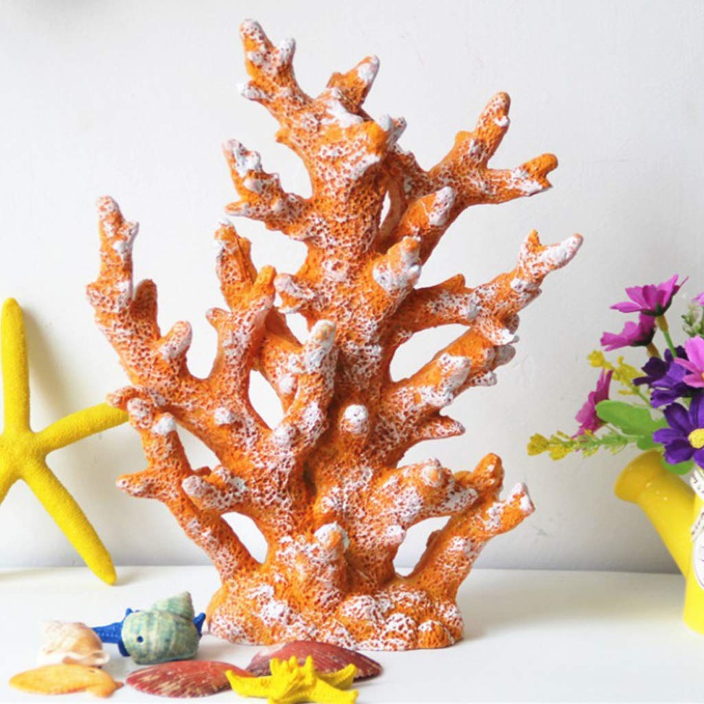 Artificial Coral Ornament - Underwater Sea Plants Decor for Aquarium, Fish Tank, Craft Resin Coral Reef Decorations (Yellow) - Perfect for Saltwater & Freshwater Tanks, Home & Office Aquascaping