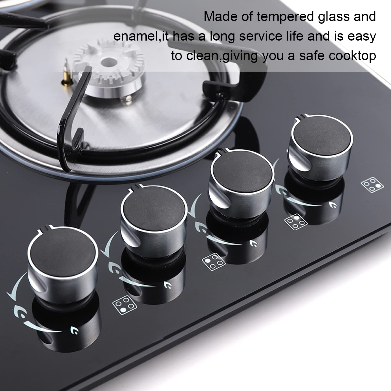 24 Inch 4 Burner Built-in Gas Cooktop - Dual Fuel LPG/NG - Tempered Glass Surface - Easy Clean Kitchen Stove for Home Cooking, Grilling & Meal Prep
