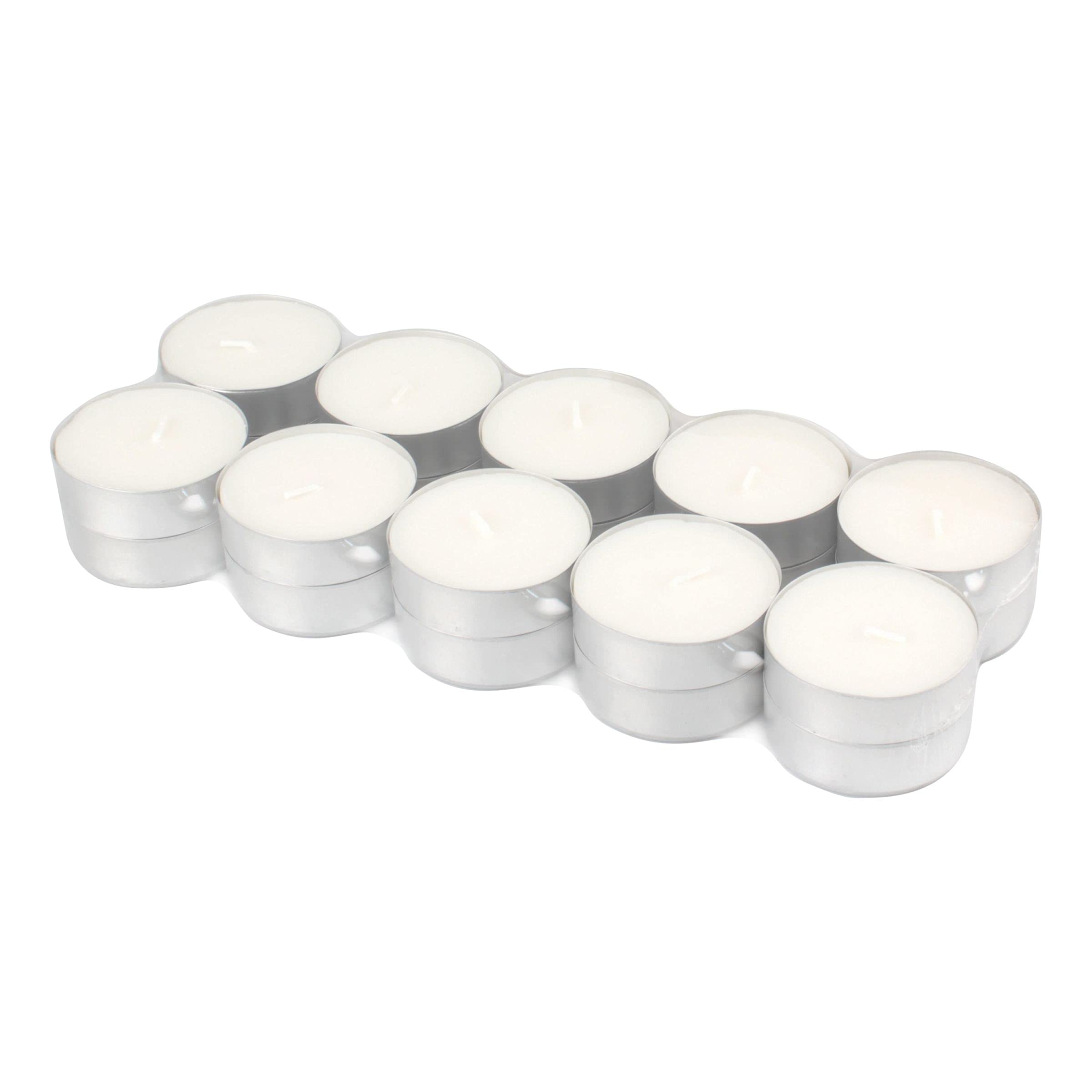 Stonebriar 20-Pack Unscented Large Tea Light Candles - 9 Hour Long Burn Time for Weddings, Parties, Home Decor & Relaxation