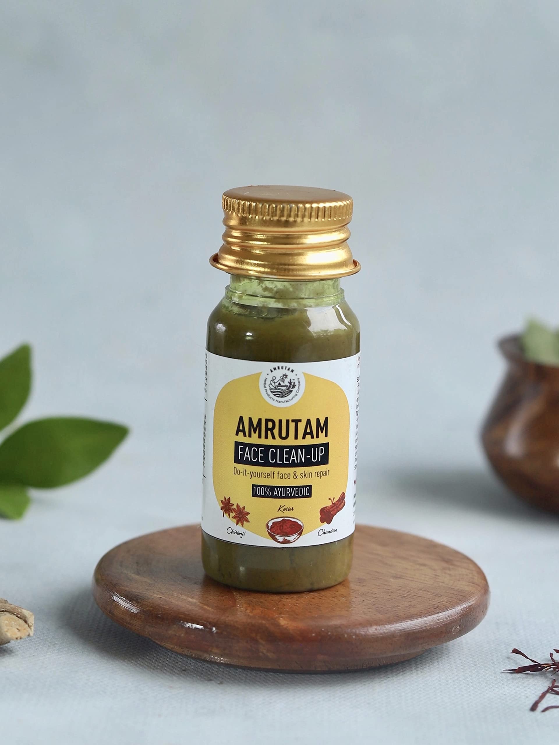 AMRUTAM Ayurvedic Face Cleanser - 100% Soap-Free Gentle Face Wash for Sensitive, Dry & Oily Skin - Enriched with Sandalwood, Saffron & Almond (30ml) | Perfect for Daily Skincare Routine & Travel-Friendly Size