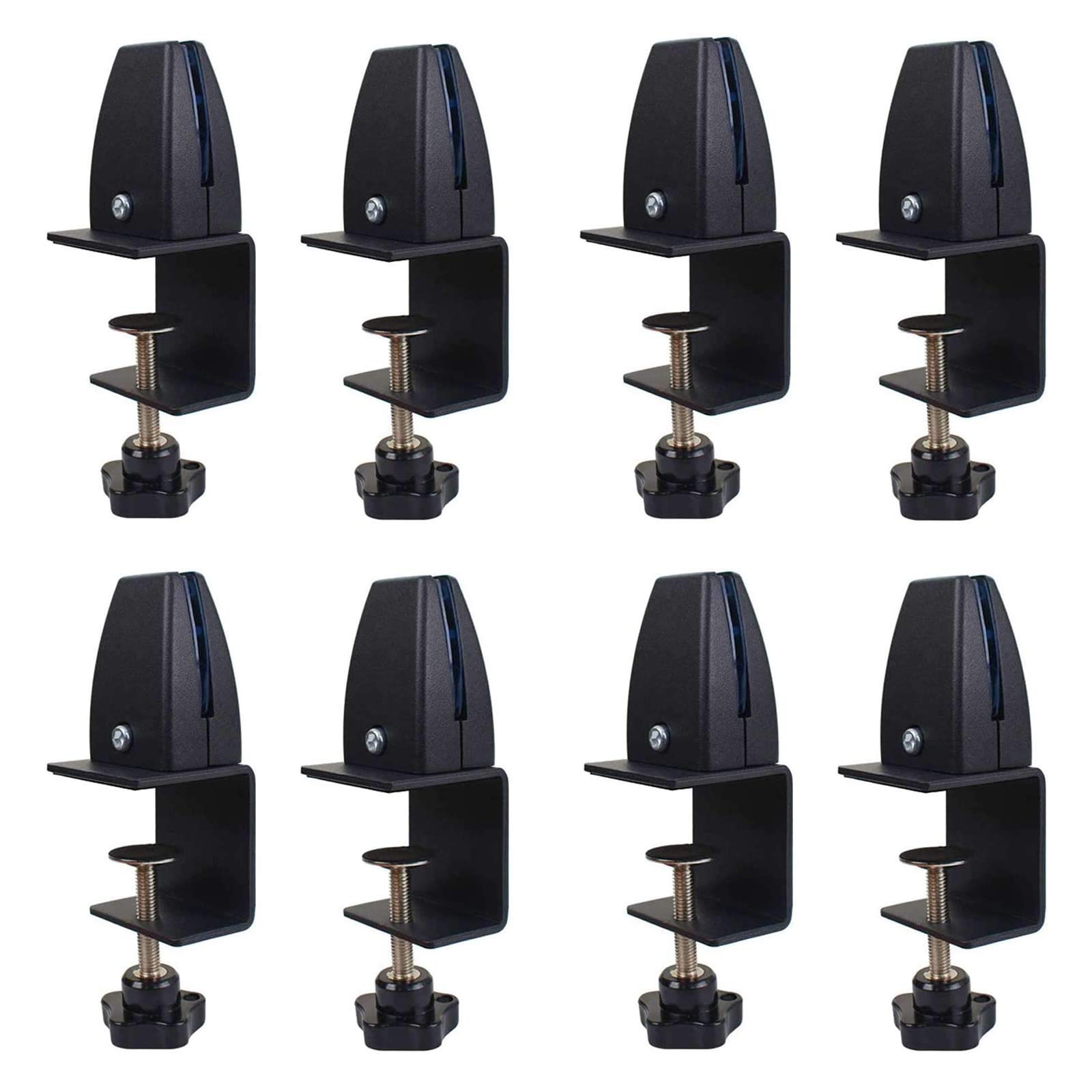 8-Pack Black Plexiglass Clamp Holder - Office Desk Partition Clip for Spit & Sneeze Protection - Fits Table Tops 5-40mm - Ideal for Office, Restaurant, and Healthcare Settings