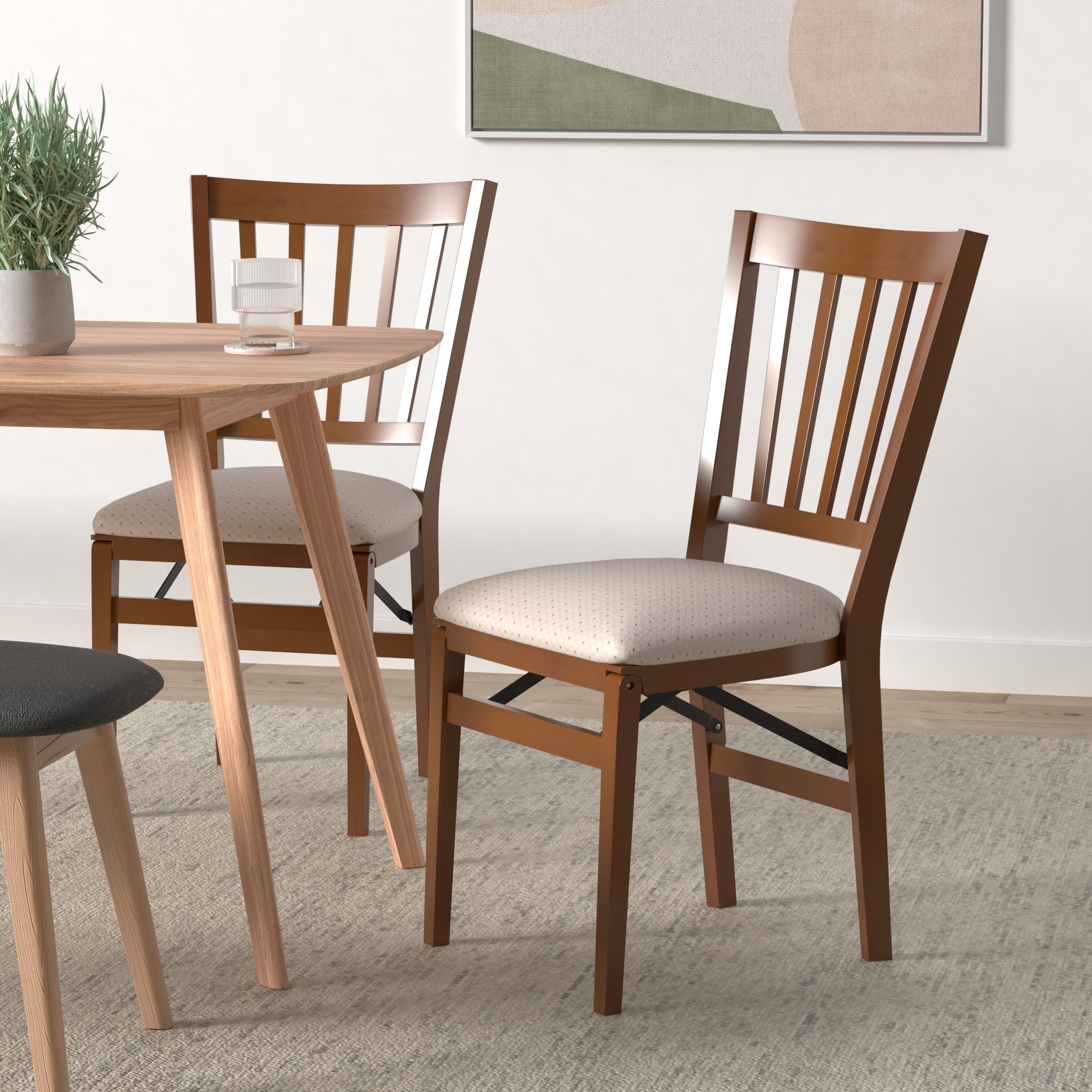 Stakmore School House Folding Chair Set of 2 - Fruitwood Finish, 8.25D x 17W x 35.5H Inches - Space-Saving Stackable Chairs for Classrooms, Events, and Home Use