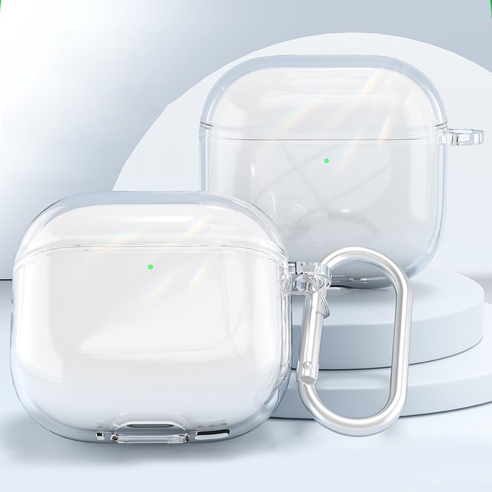 GETBSTOOP Clear TPU Protective Case with Carabiner for Apple AirPods 4 (2024) - Shockproof Wireless Earphone Cover for Gym, Running, Travel & Outdoor Activities