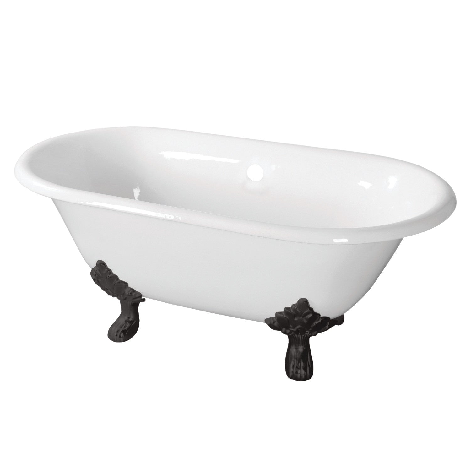 Aqua Eden 60 Inch Clawfoot Bathtub - White Matte Black Cast Iron Oval Double Ended Freestanding Tub (No Faucet Drillings) | Vintage Bathroom Decor, Spa Relaxation, Luxury Home Upgrade