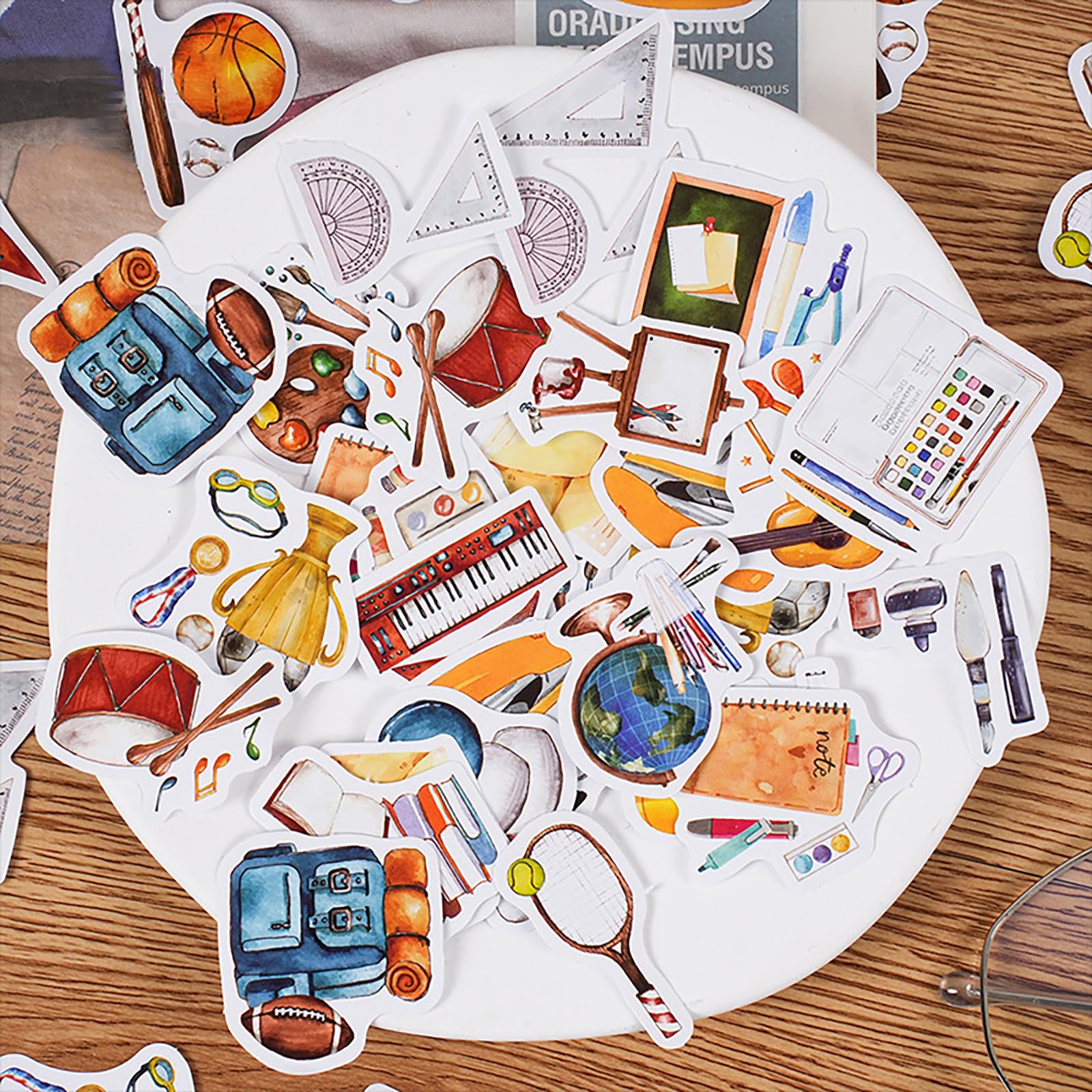 Doraking 46pcs Mini Stickers Set - DIY Scrapbook Decorative Stickers for Travel Case, Laptop, Planner, Calendar, Suitcase & Notebook | Perfect for Journaling, Bullet Journals, Gift Wrapping & Craft Projects
