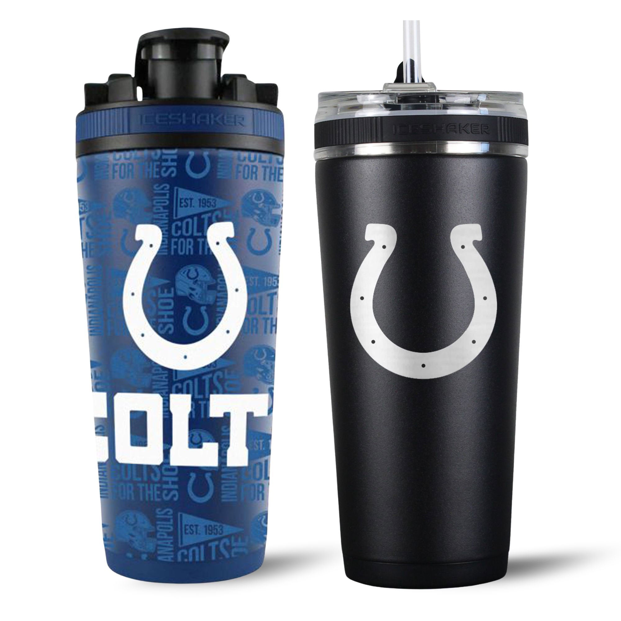 Indianapolis Colts 4D Shaker & Flex Bottle Bundle - NFL Team Sports Water Bottle for Gym, Workouts & Tailgating - Perfect for Football Fans & Fitness Enthusiasts