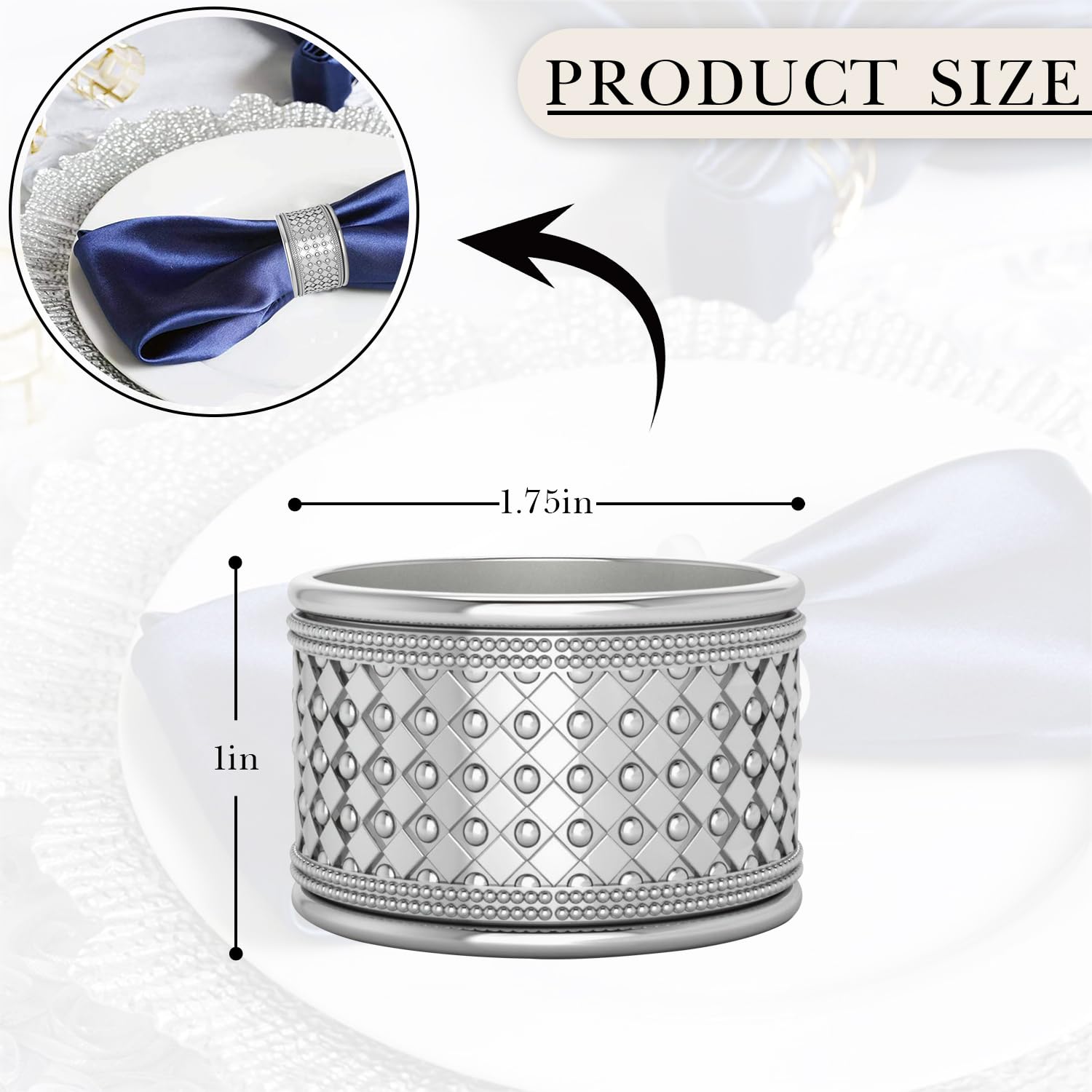 Elegant Gothic Silver-Plated Engravable Napkin Rings for Wedding, Dining & Special Occasions - Personalized Stainless Steel Tableware Set in Premium Gift Box - Perfect for Fine Dining, Holiday Decor & Bridal Shower Gifts