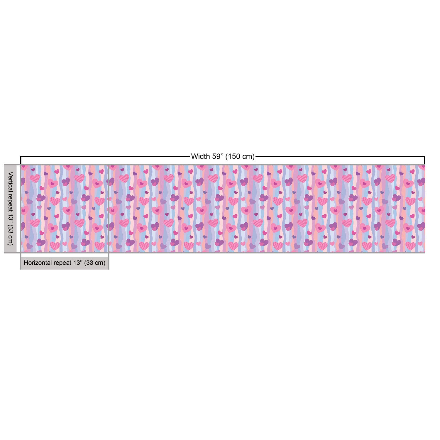 Ambesonne Love Heart Pattern Fabric by The Yard - Valentine's Day Vertical Stripes Romantic Wedding Decorative Upholstery Material (10 Yards, Purple) - Perfect for DIY Home Decor, Table Runners, and Craft Projects