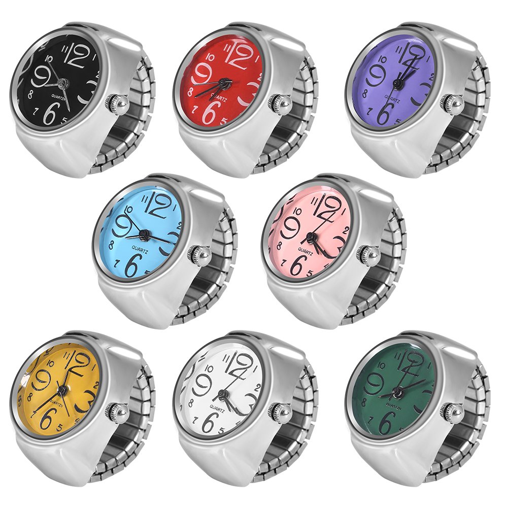 Stainless Steel Quartz Finger Ring Watch - Round Analog Ring Watch for Men & Women (White) | Elegant & Stylish Jewelry Watch for Daily Wear, Parties & Gifts