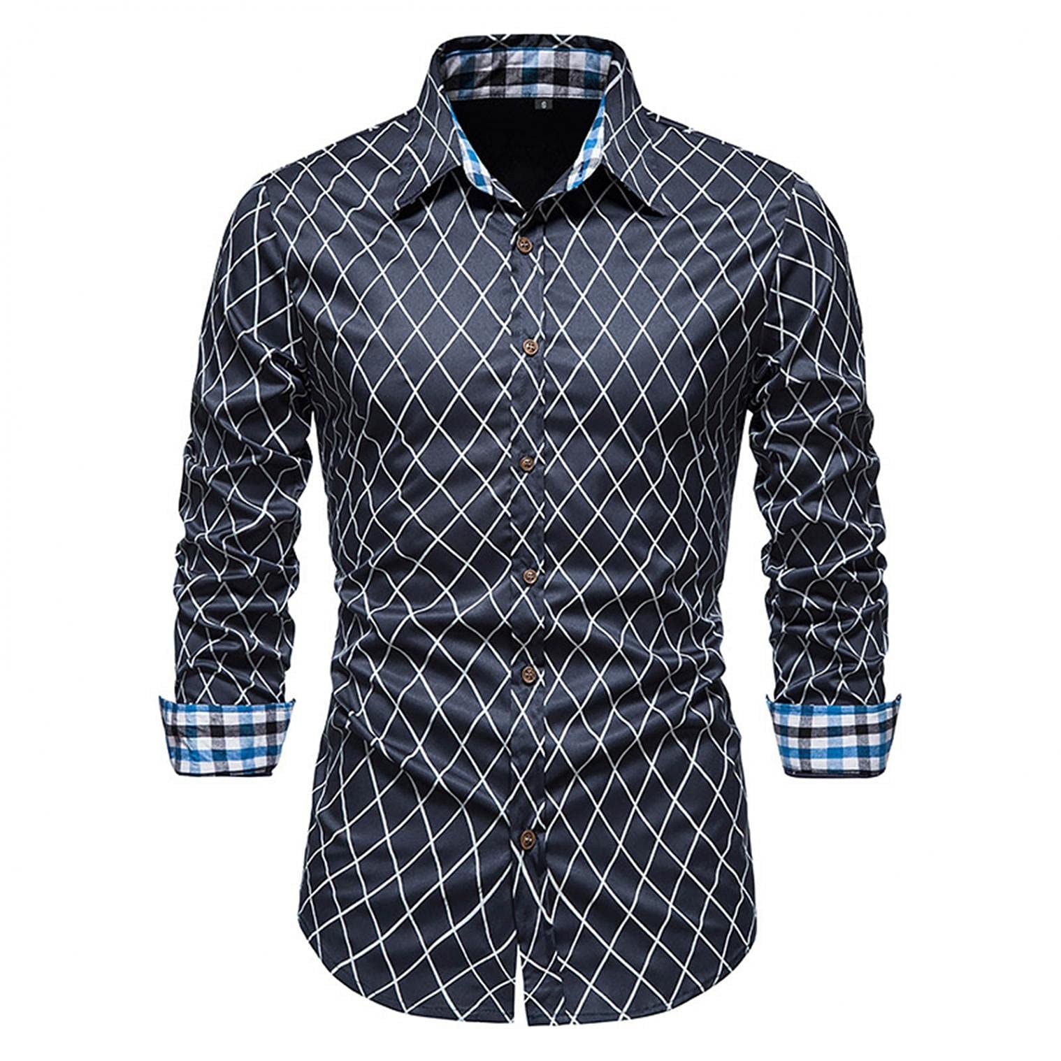 Luxury Men's Slim Fit Paisley Shiny Satin Silk Dress Shirt - Button Down Business Office & Western Style Oxford Plaid Shirt for Formal Events, Weddings & Professional Workwear
