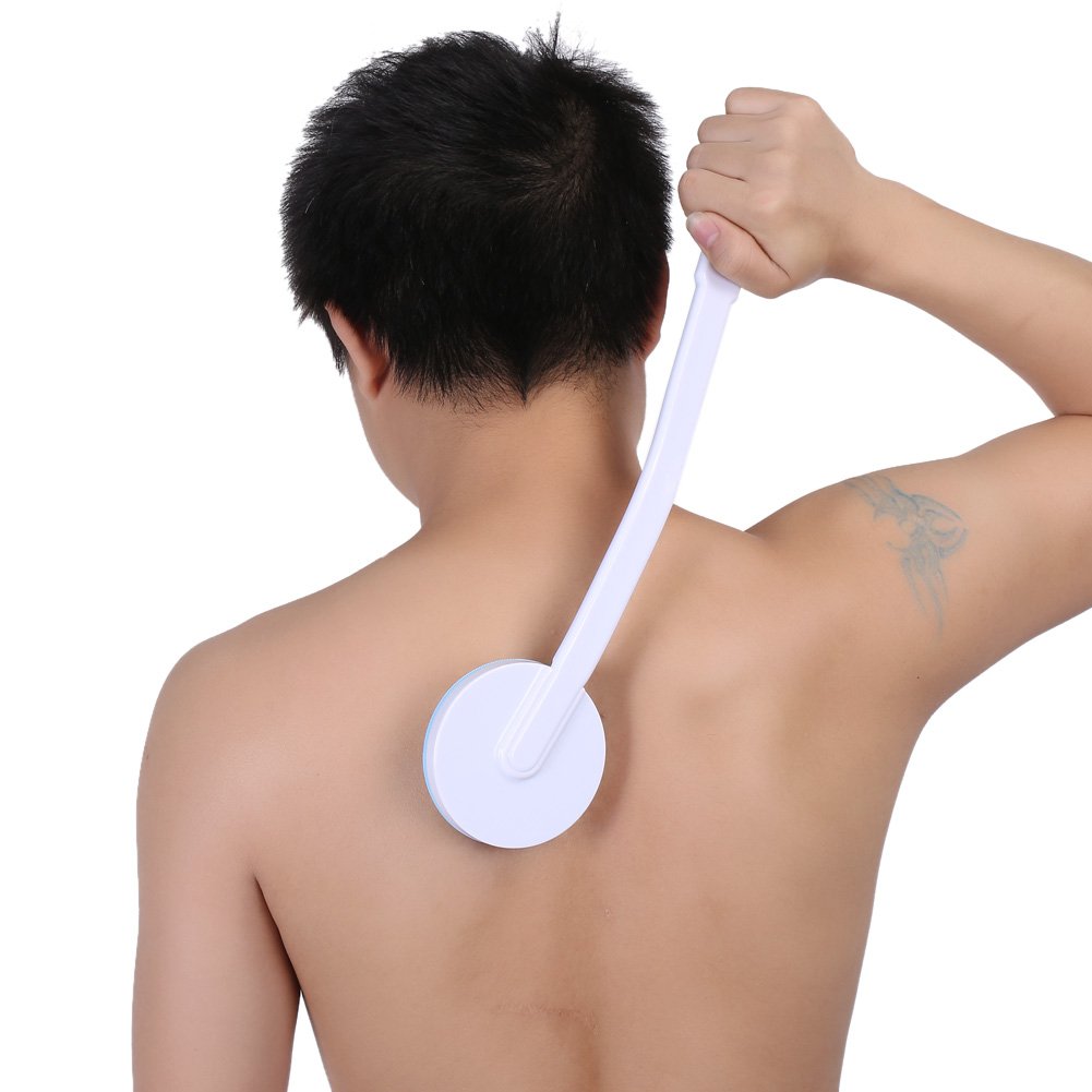 Long Handle Body Bath Massager - Back, Leg & Skin Lotion Applicator for Shower & Spa - Oil & Cream Brush Massaging Tool for Relaxation & Exfoliation