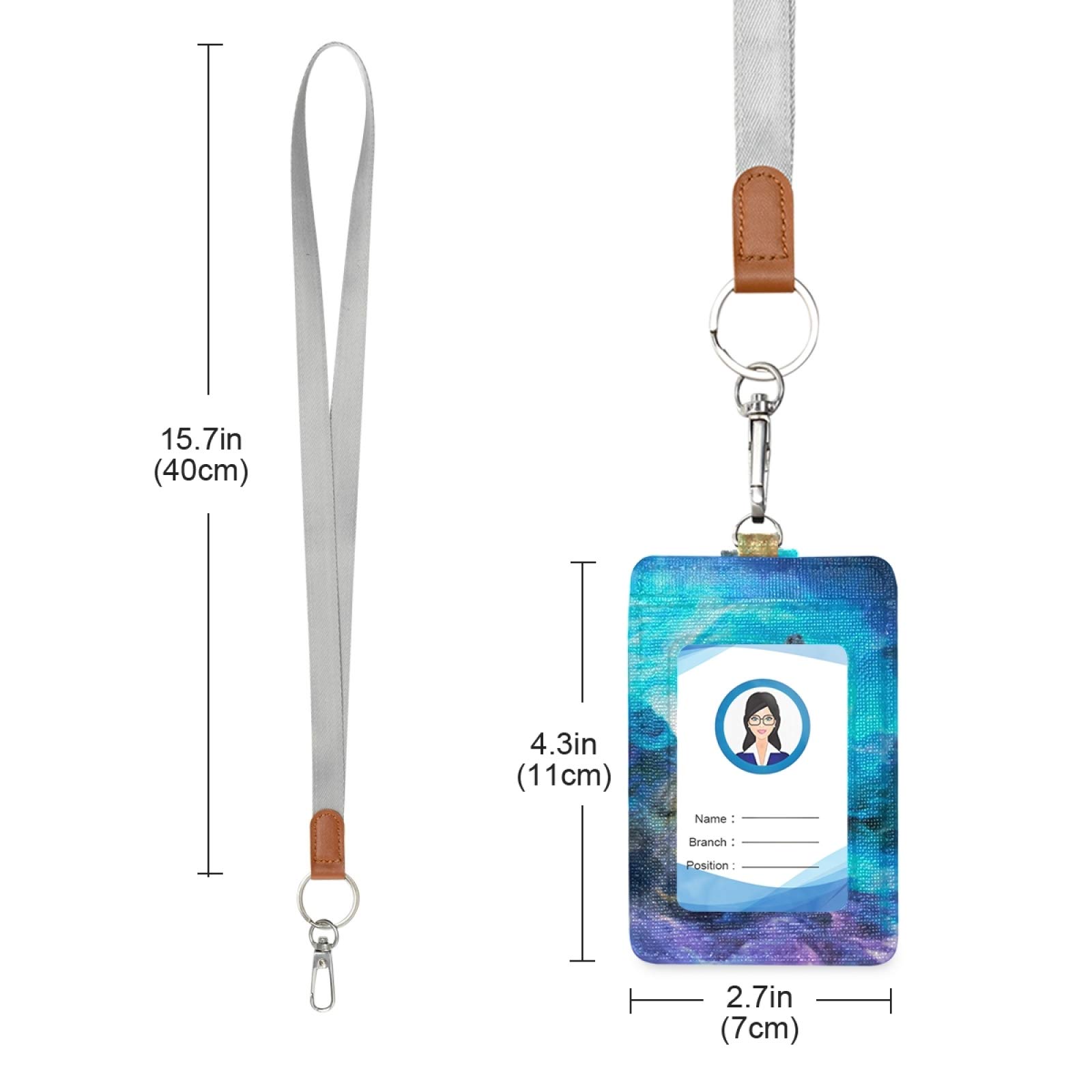 Wolf ID Badge Holder - Vertical Leather with Lanyard for Office & School Staff