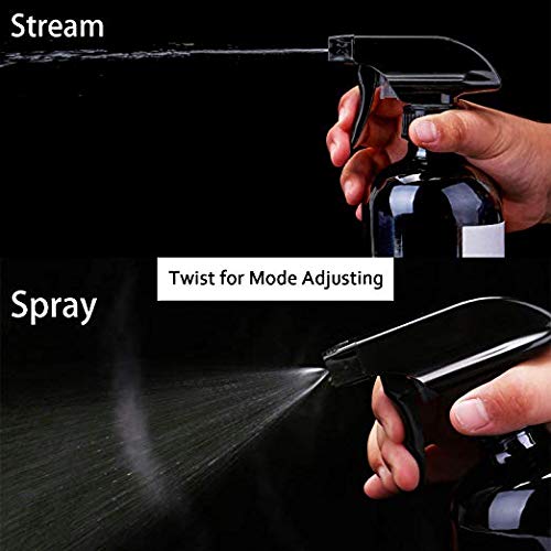 Amber Glass Spray Bottle 16oz (2-Pack) - Dark Brown Refillable Mist & Stream Sprayer for Essential Oils, Hair Care, Perfumes, Cleaning & Kitchen Use | Eco-Friendly Essential Oil Dispenser & Household Spray Bottle
