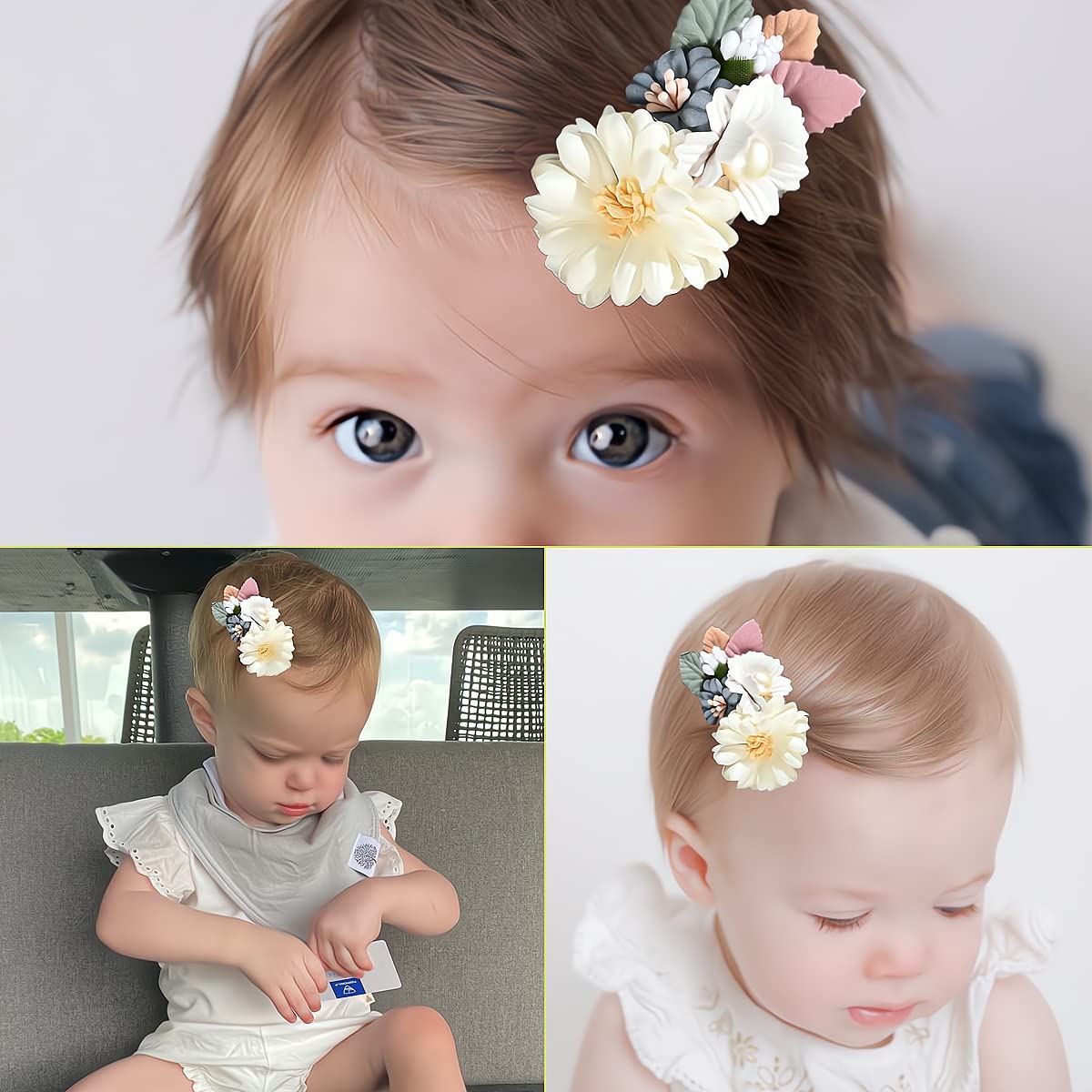 Fsmiling Girls Hair Bows - 11 Pack Alligator Clip Flower Hair Accessories with Grosgrain Ribbon for Valentine's Day, Easter & Parties | Perfect for School, Weddings & Special Occasions