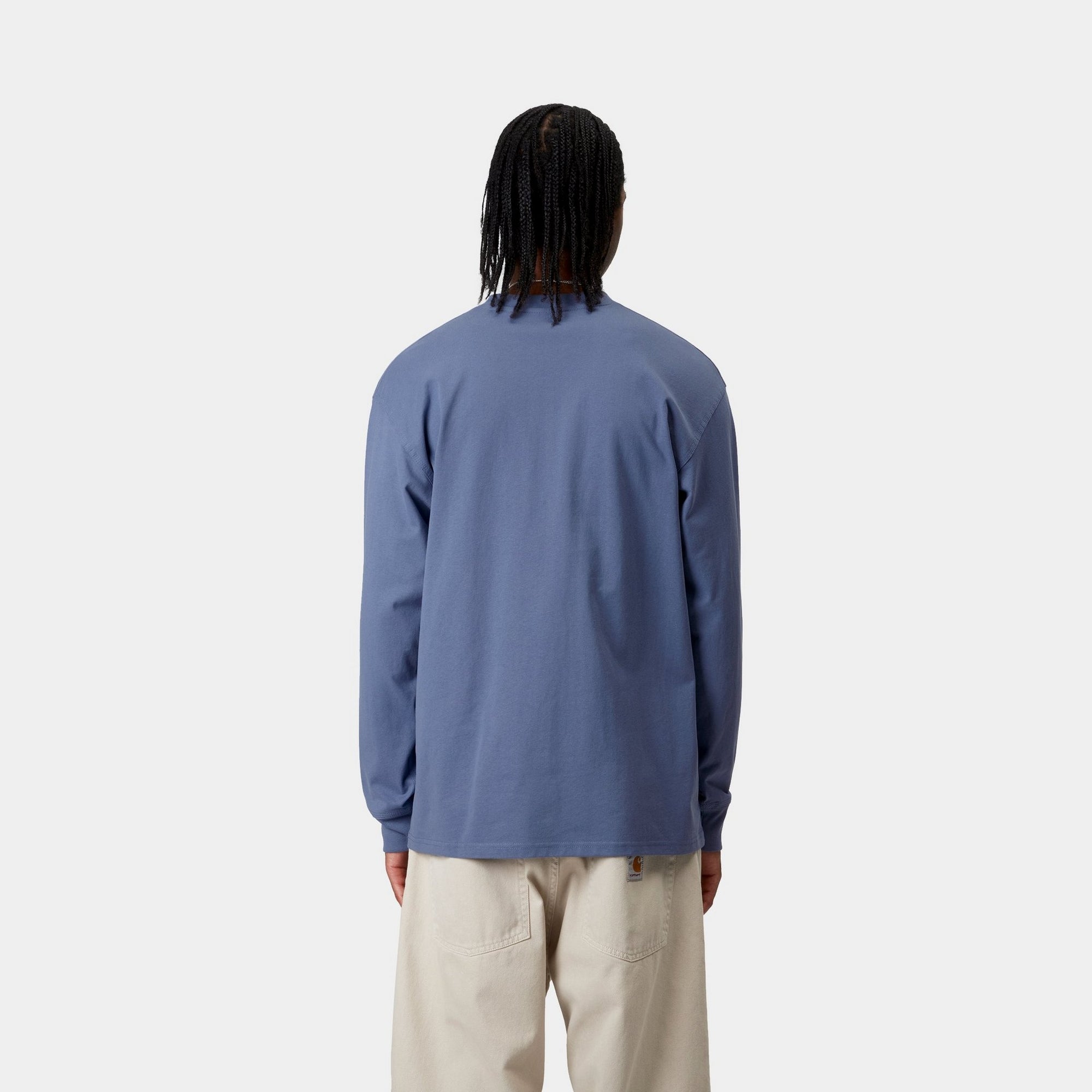American Script Long Sleeve T-Shirt | Blue Iris Color | Casual Wear for Men & Women | Perfect for Everyday Outfits, Street Style & Layering