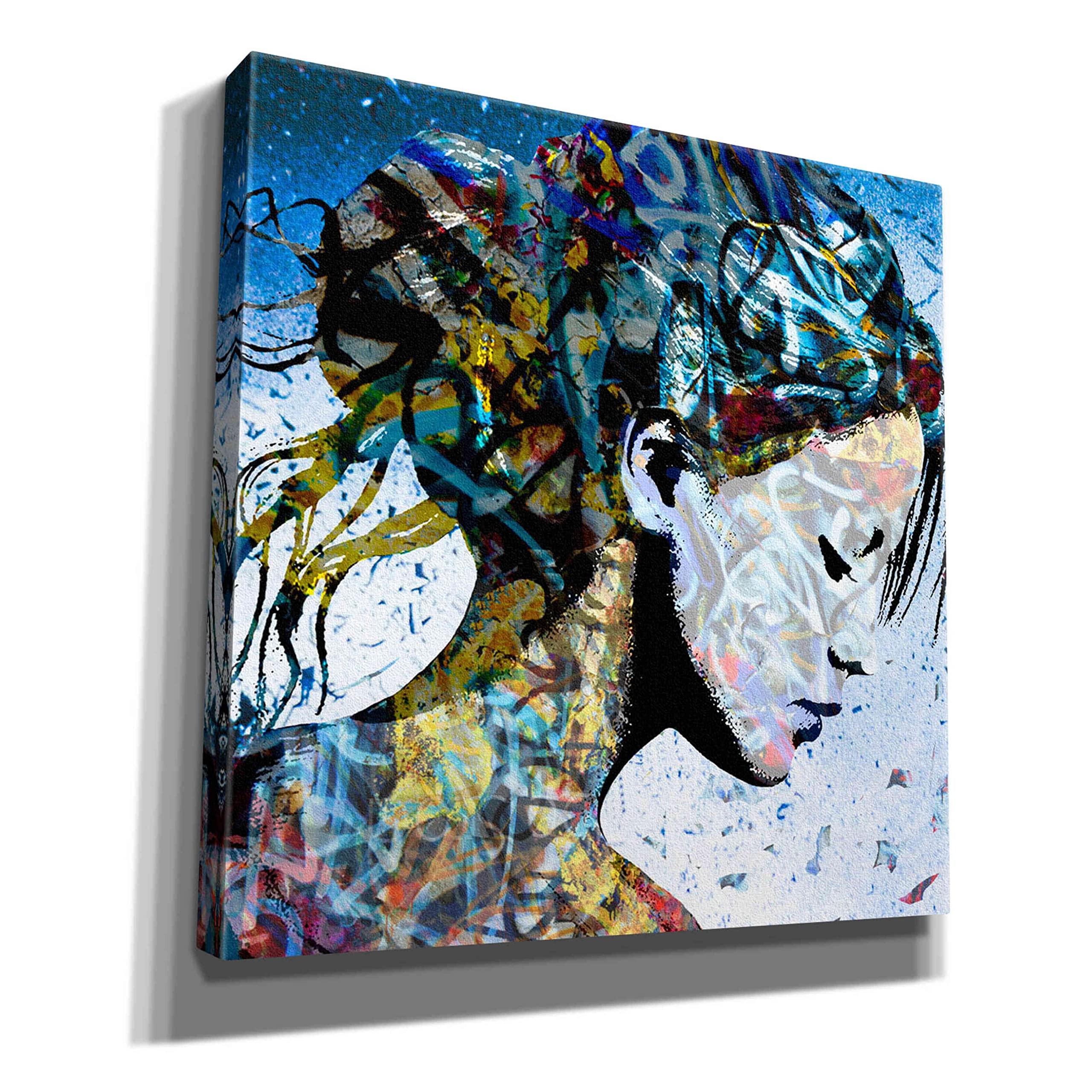 Epic Graffiti 'THE MODEST GIRL' by DB Waterman - 26x26 Inch Modern Wall Art Canvas Print - Perfect for Living Room, Bedroom & Office Decor