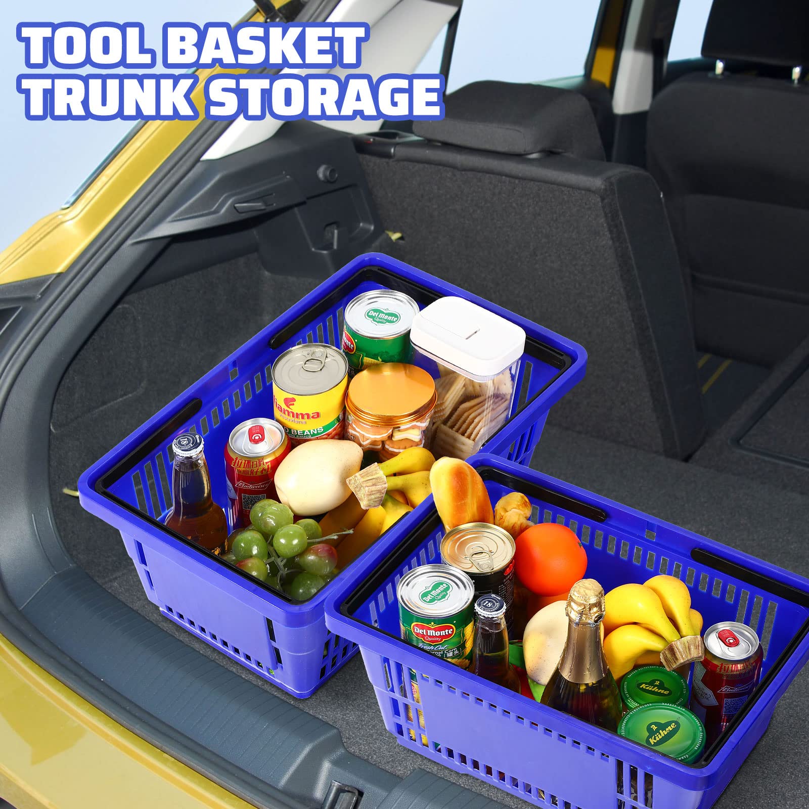 20 Pack Blue Plastic Shopping Baskets with Handles - 18L Grocery Storage Baskets (16.9