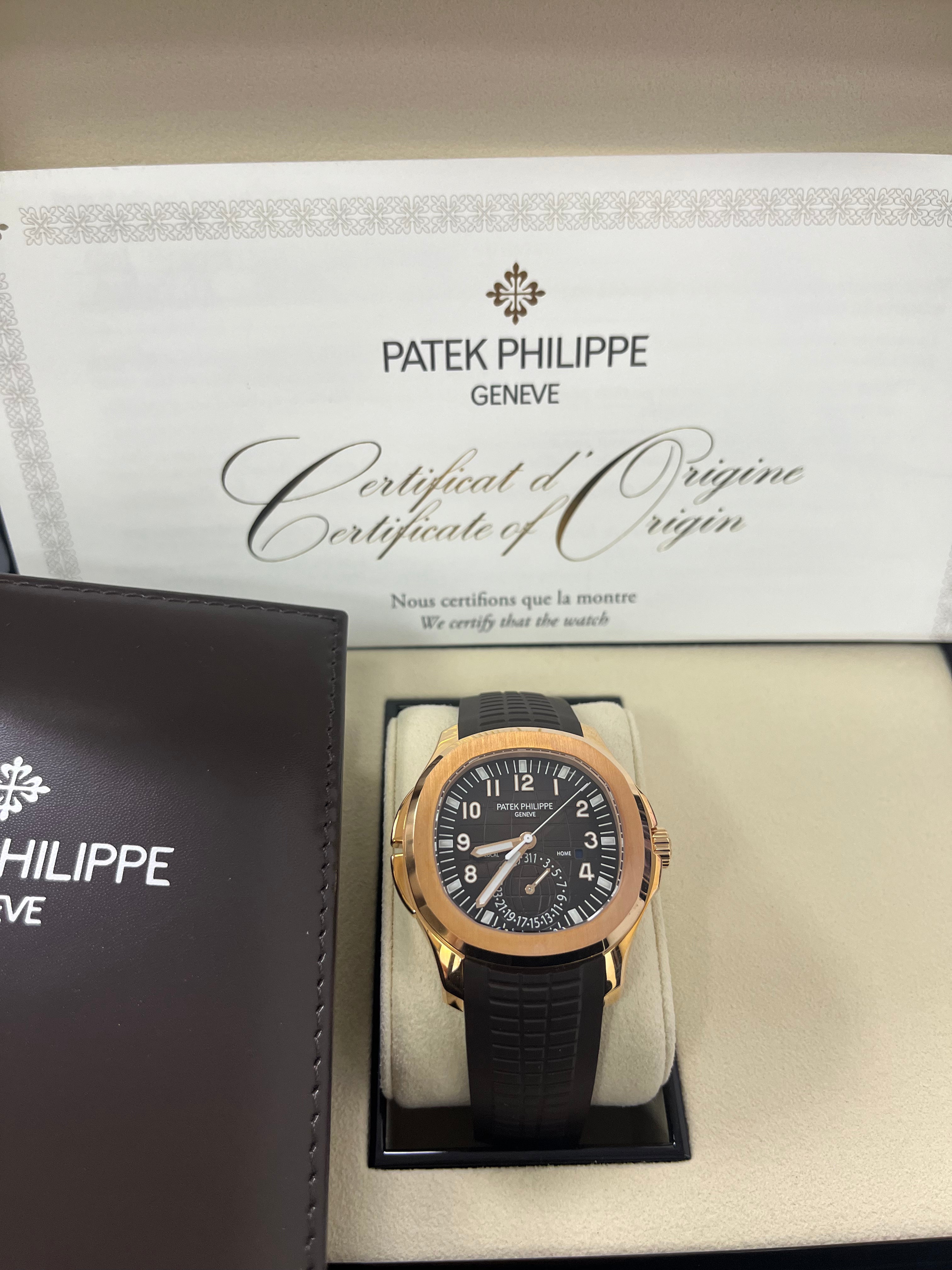 Patek Philippe Aquanaut 5164R-001 Rose Gold Men's Watch with Chocolate Dial - Luxury Automatic Timepiece for Business, Travel & Special Occasions
