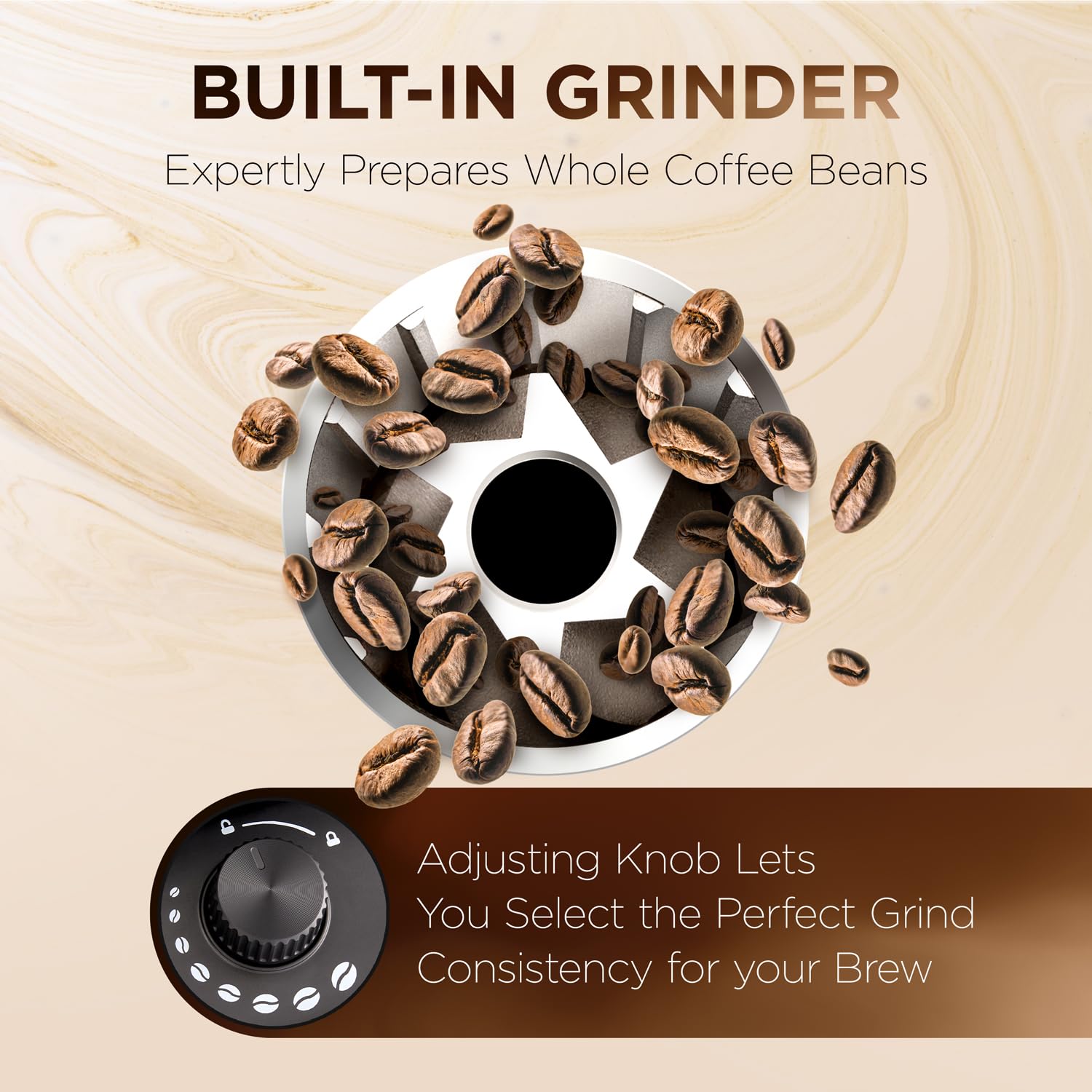 Ivation 2-in-1 Drip Coffee Maker with Built-in Grinder - Programmable Auto Brew Coffee Machine with Timer, 10 Cup Capacity & 1.5L Water Tank - 1000W with Warming Plate & Reusable Filter - Pause and Serve Feature - Perfect for Home, Office or Restaurant Use