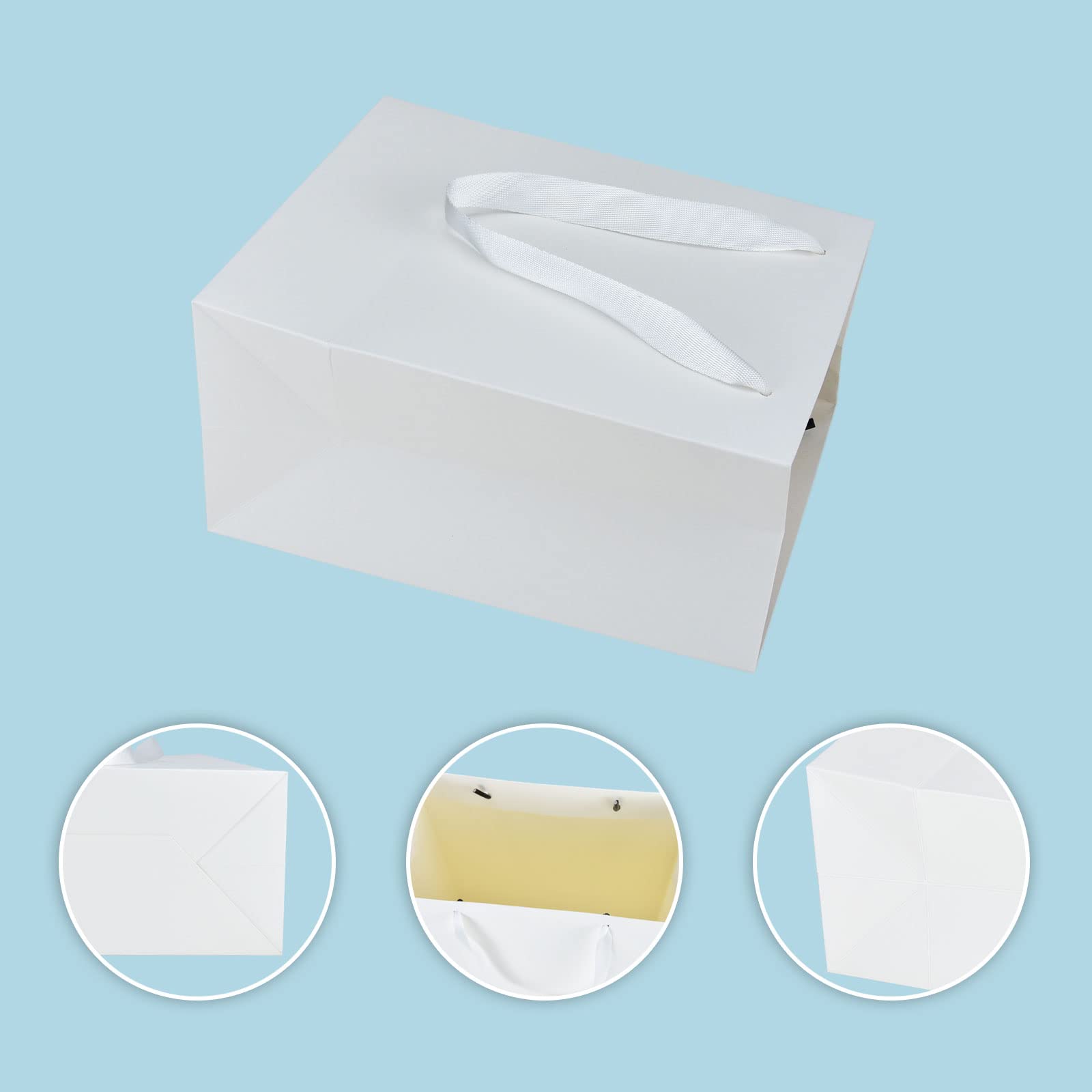HUAPRINT White Paper Gift Bags with Handles - 30 Pack 8x5x10 Inch Shopping Bags for Retail, Wedding Favors, Party Supplies & Merchandise - Perfect for Clothing Stores, Business Packaging & Craft Gifts