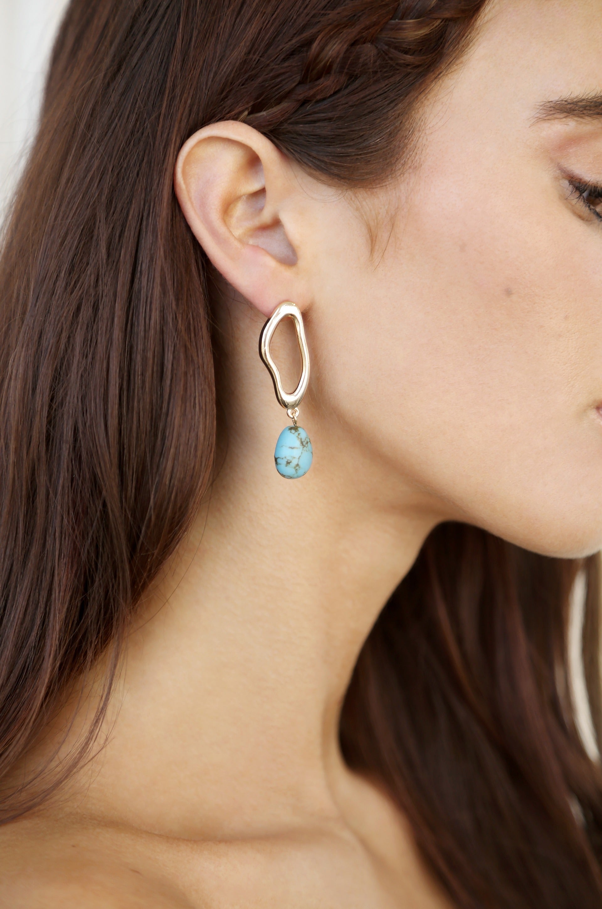 Open Circle Turquoise Dangle Earrings for Women - Boho Chic Handmade Jewelry - Perfect for Parties, Weddings & Everyday Wear