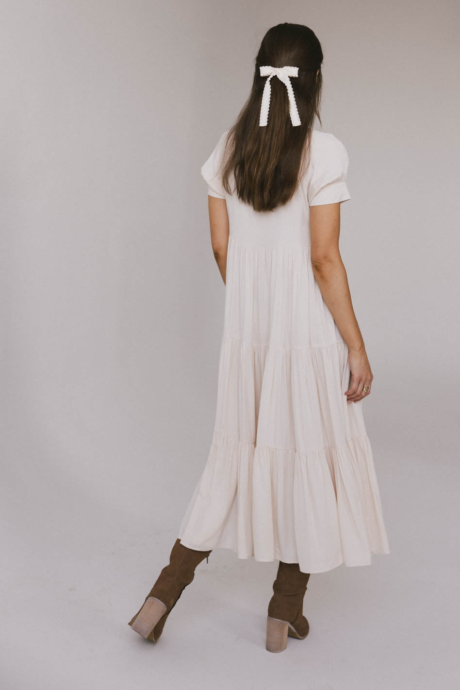 Amanda Tiered Dress in Cream - Elegant Women's Summer Maxi Dress for Beach, Wedding & Party | Final Sale