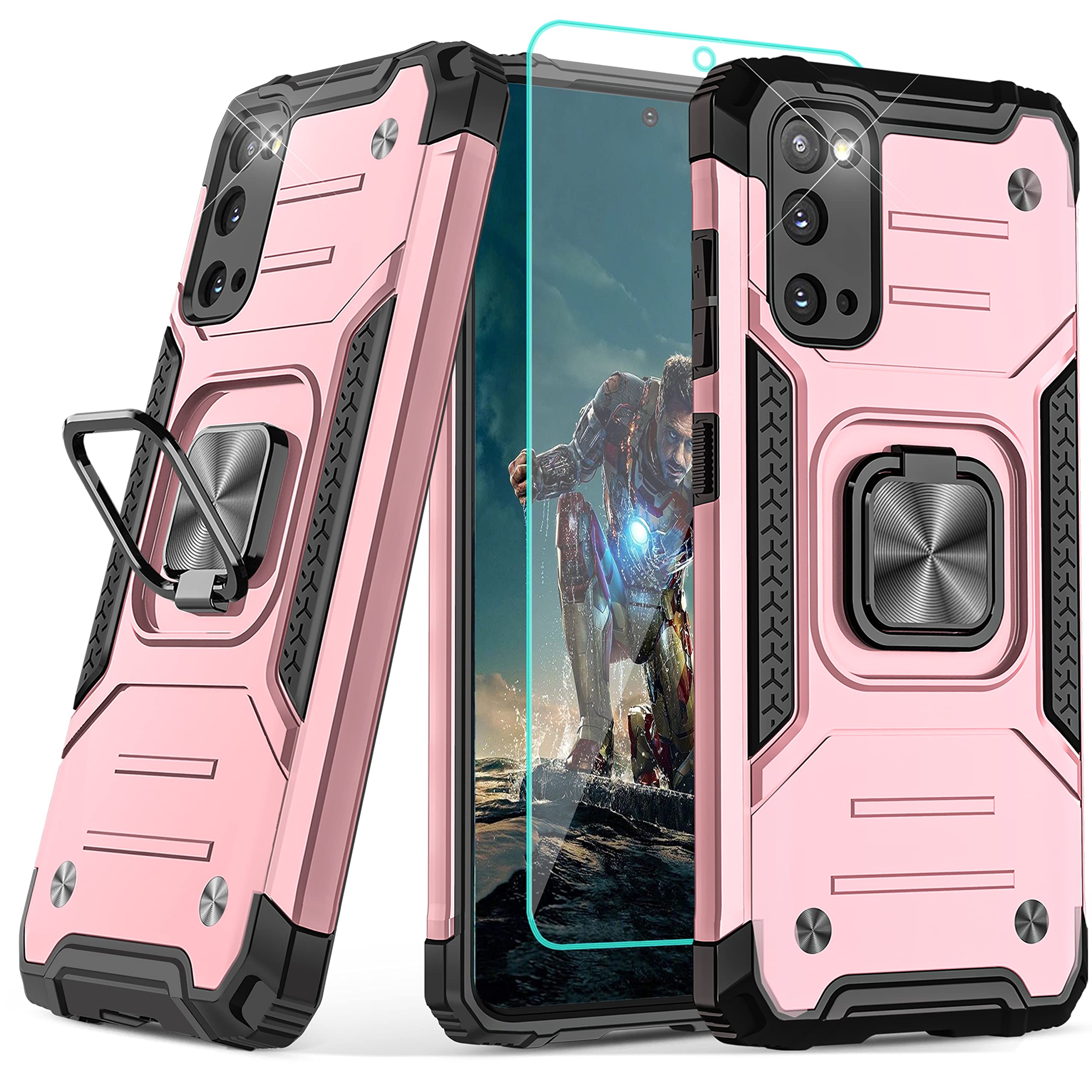 Premium Galaxy S20 5G Case with HD Screen Protector - Heavy Duty Armor Protection, Rotating Kickstand & Anti-Slip Grip for Samsung Galaxy S20 5G 6.2
