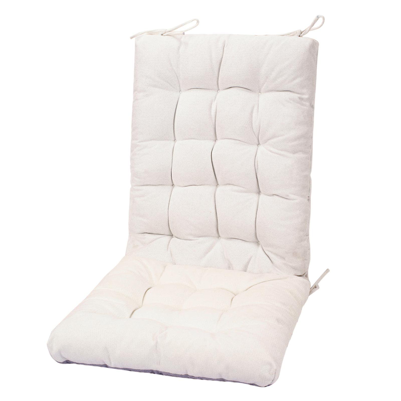 POMIU Rocking Chair Cushion Set - Comfortable Seat & Back Cushions for Office, Dining, and Kitchen Chairs - Soft Indoor Chair Pads in White for Home & Workspace Use